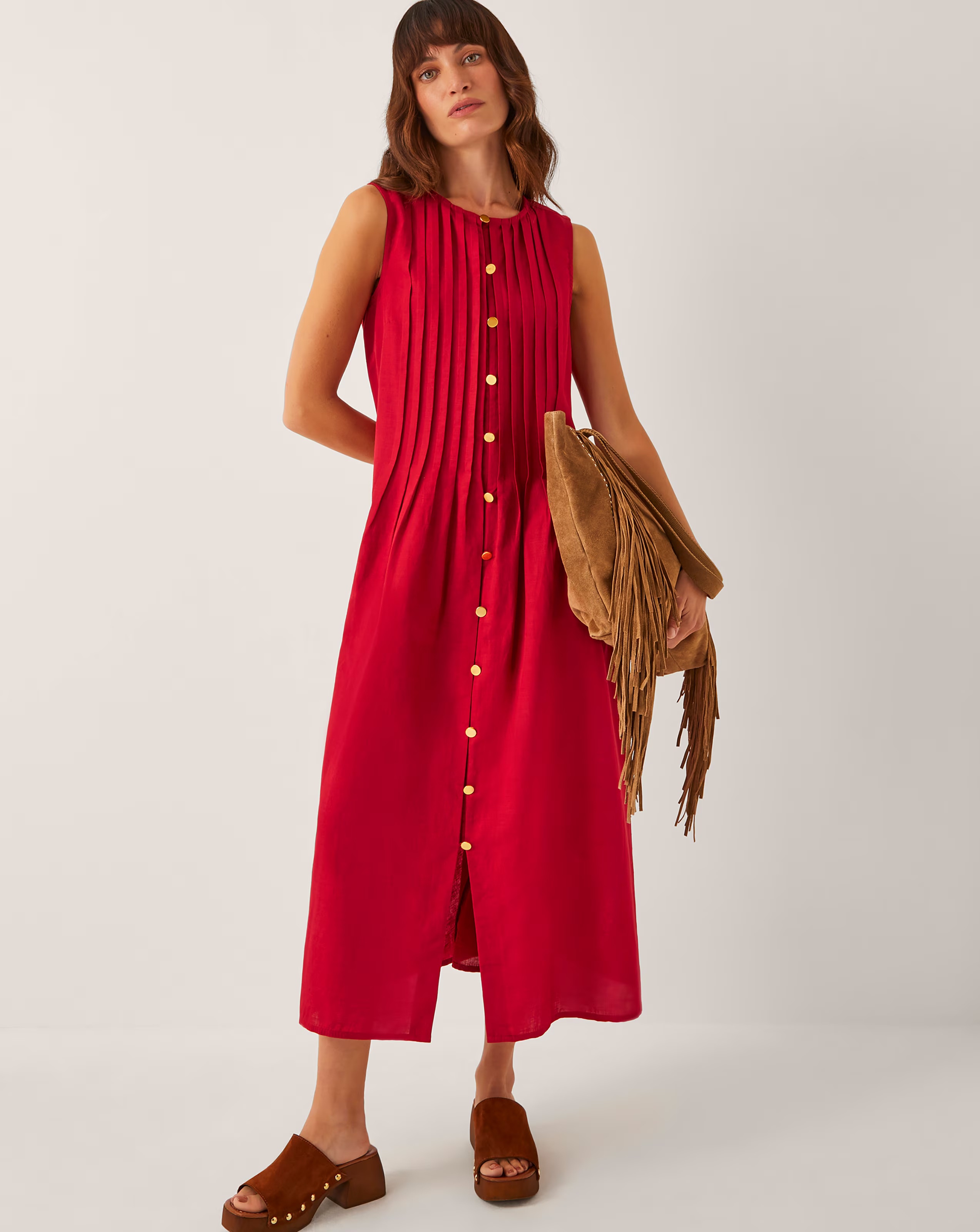 Monsoon Monica Linen Pleated Midi Dress 1 Monsoon Monica Linen Pleated Midi Dress