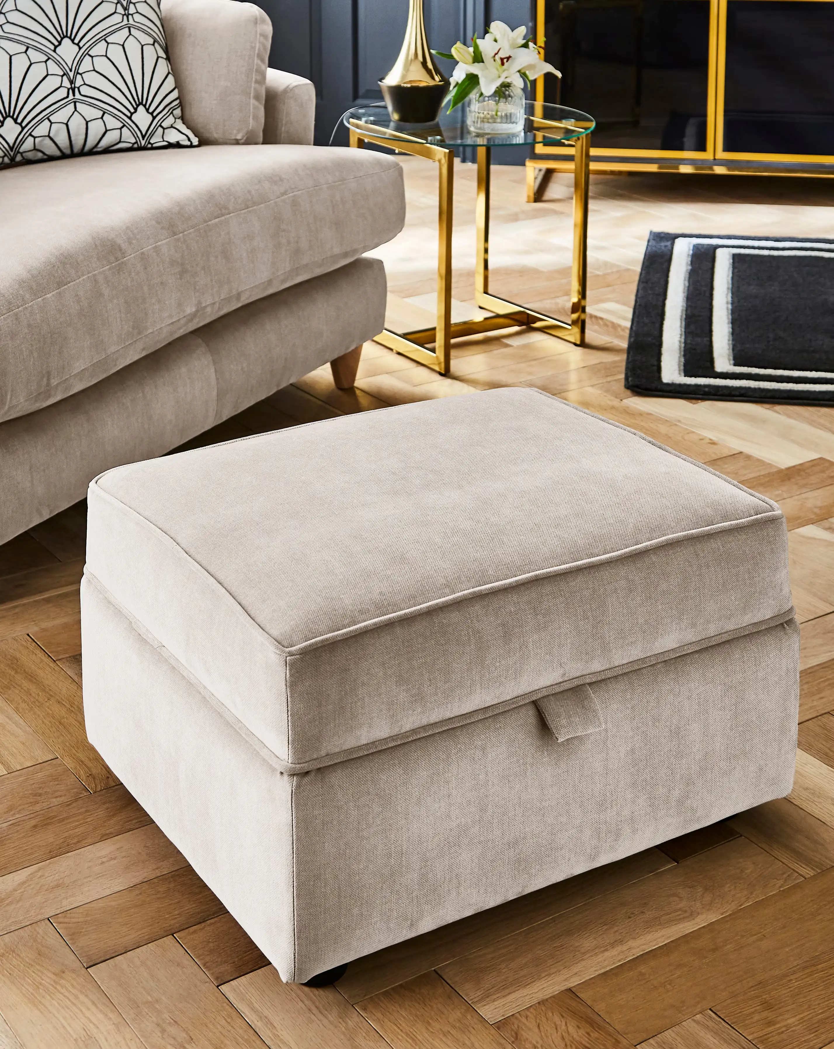 Joanna Hope Tilly Chenille Storage Footstool
