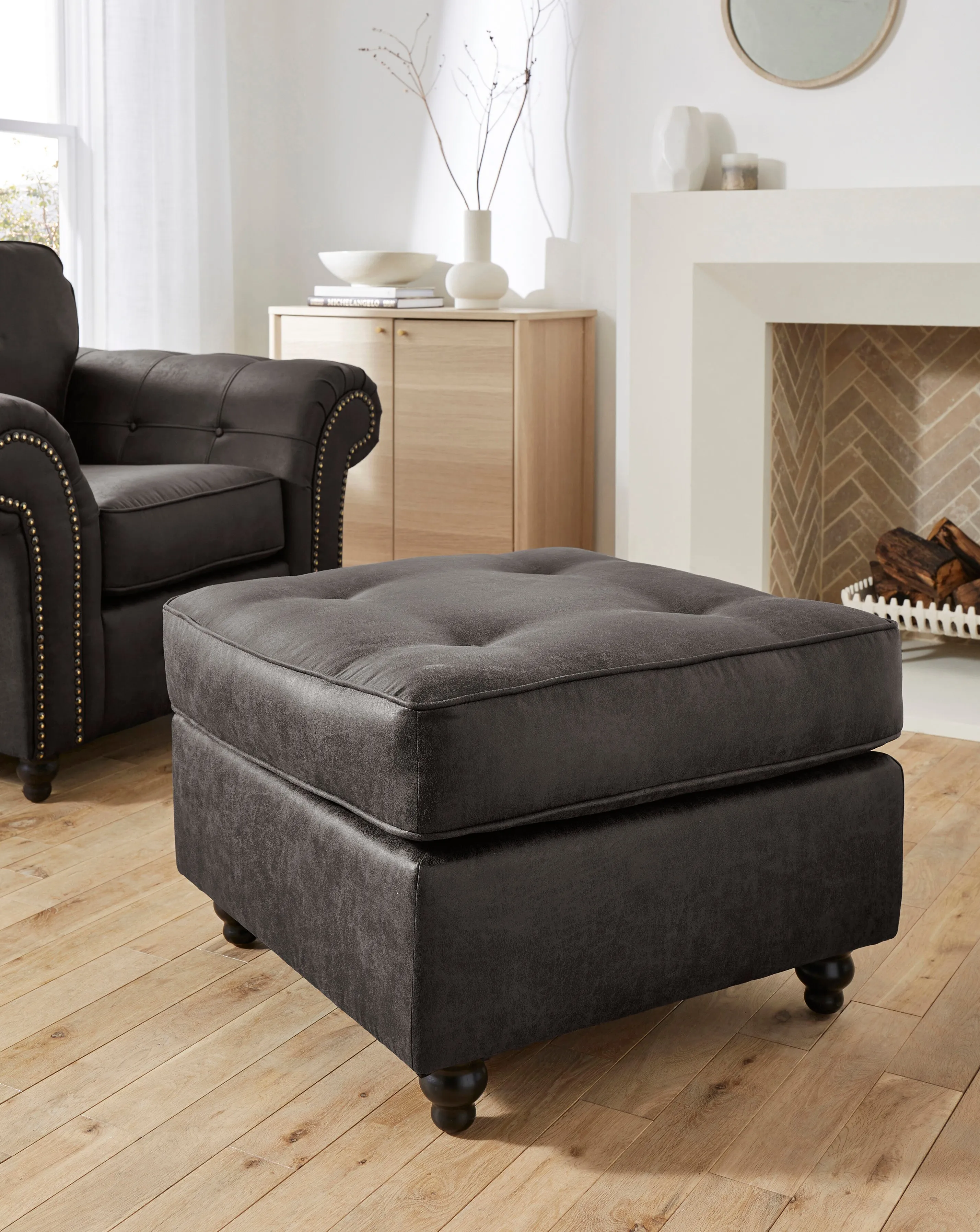 Oakland Faux Leather Footstool