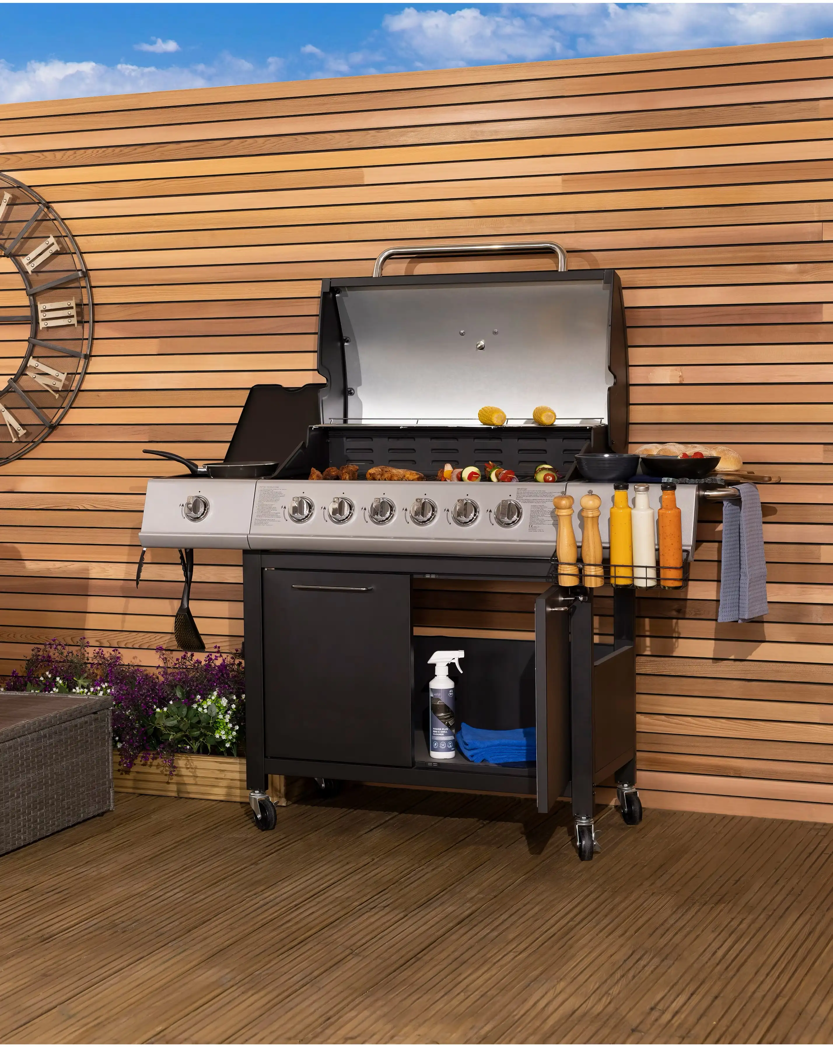 Charles Bentley 6 Burner Gas BBQ with Side Burner Bundle
