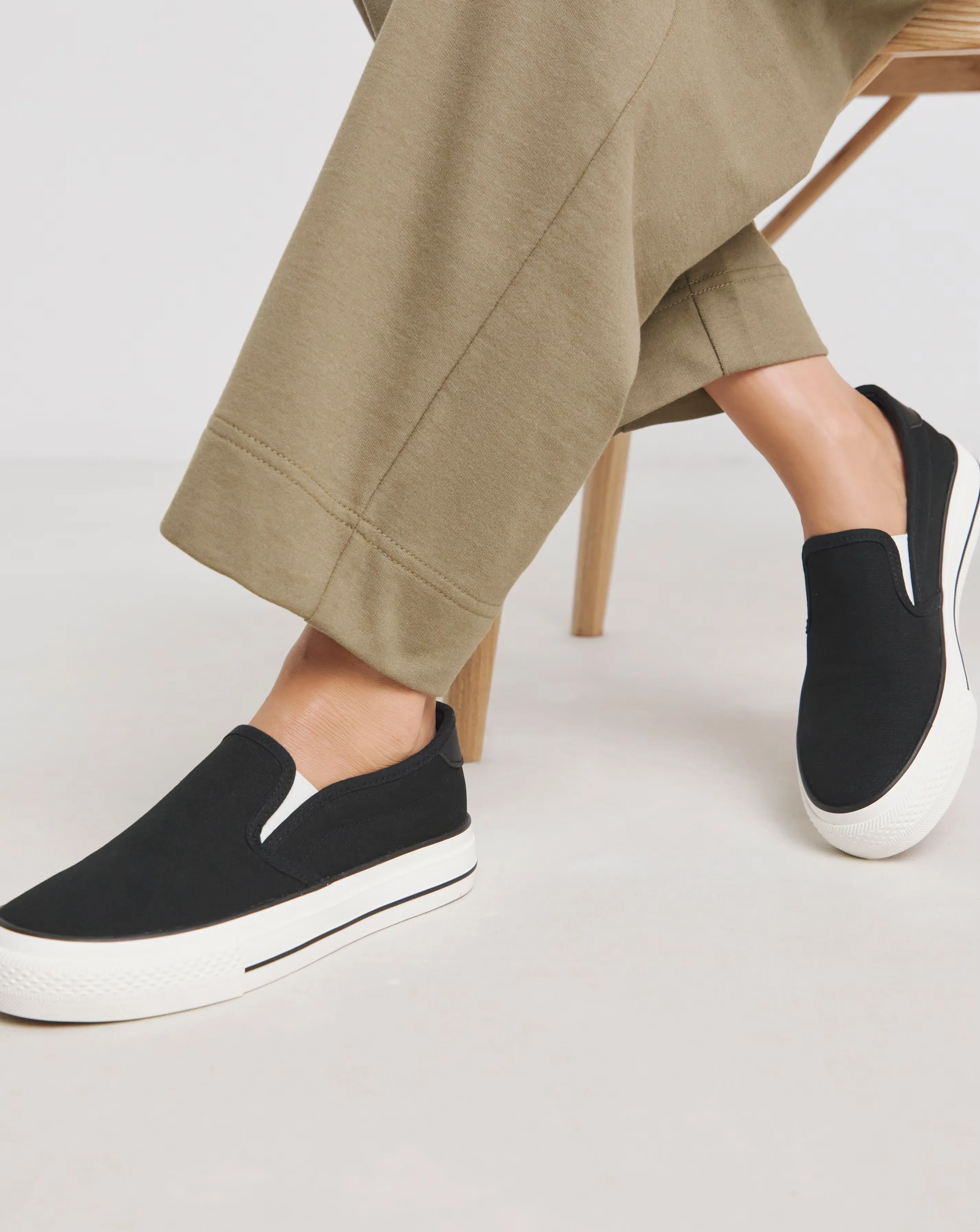 Cali Slip On Canvas Trainer - Wide Fit (E) 1 Cali Slip On Canvas Trainer - Extra Wide Fit (EEE)