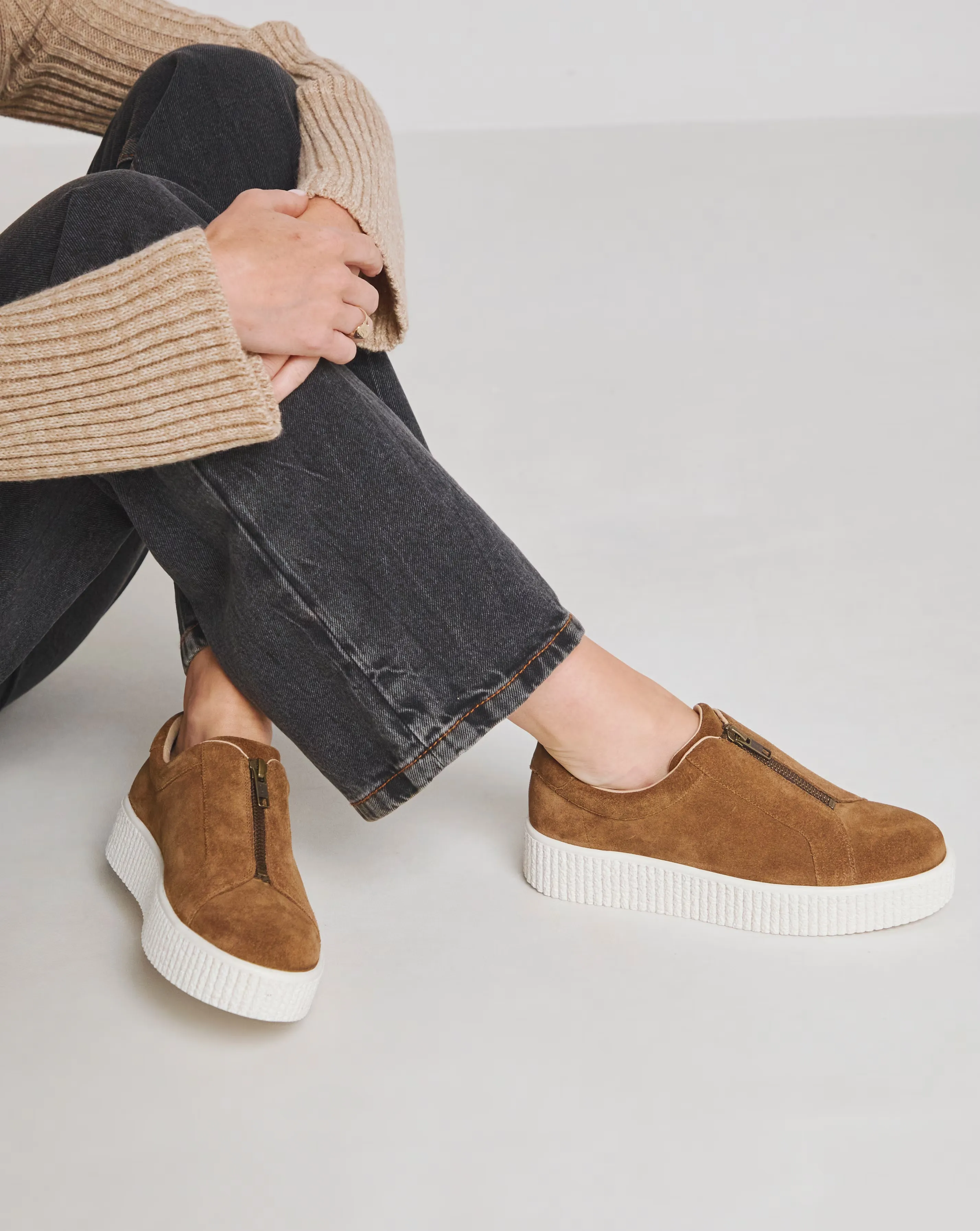 Meridian Zip Up Leather Trainer - Wide Fit (E) 1 Meridian Zip Up Leather Trainer - Extra Wide Fit (EEE)