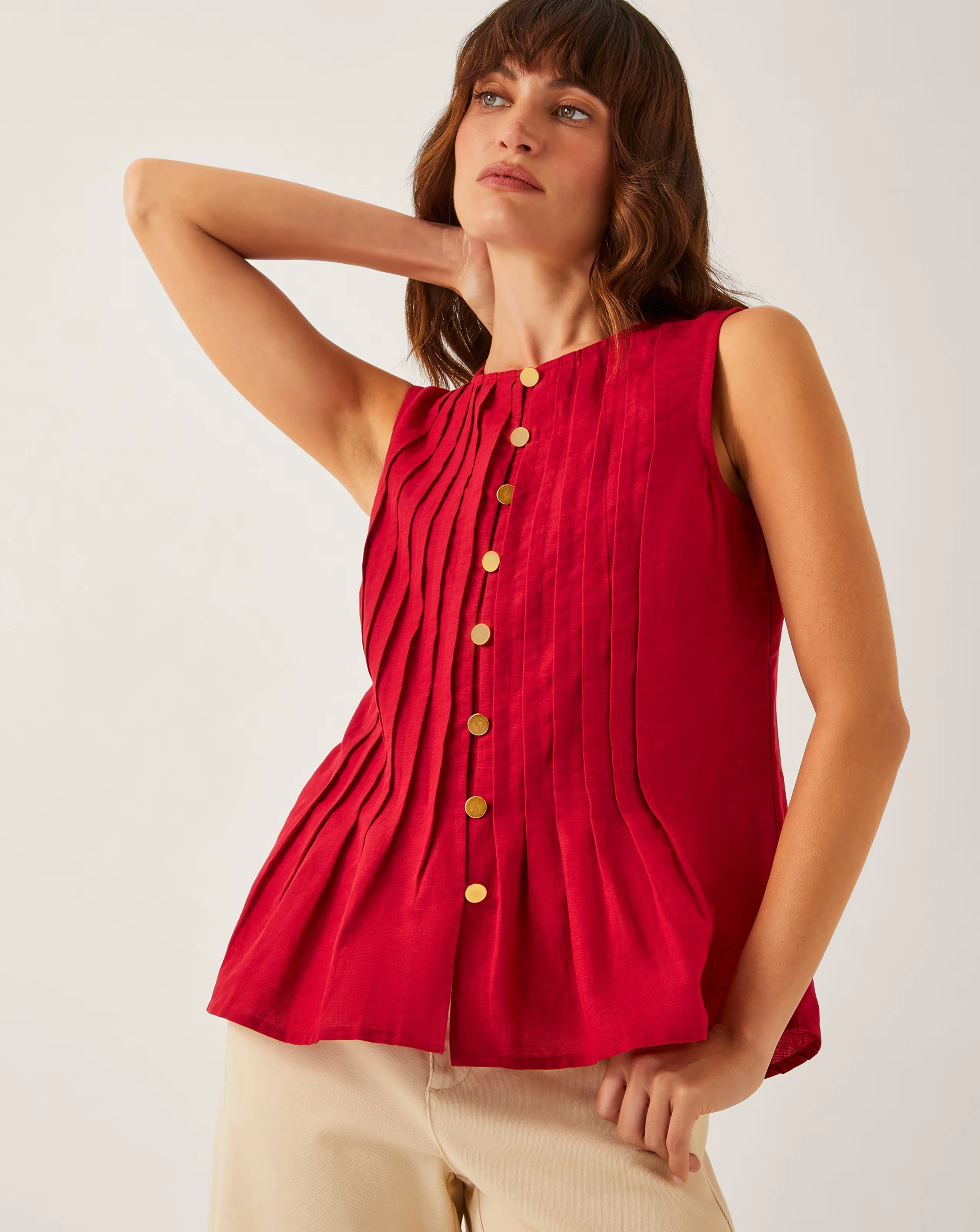 Monsoon Monica Linen Blend Pleated Top 1 Monsoon Monica Linen Blend Pleated Top