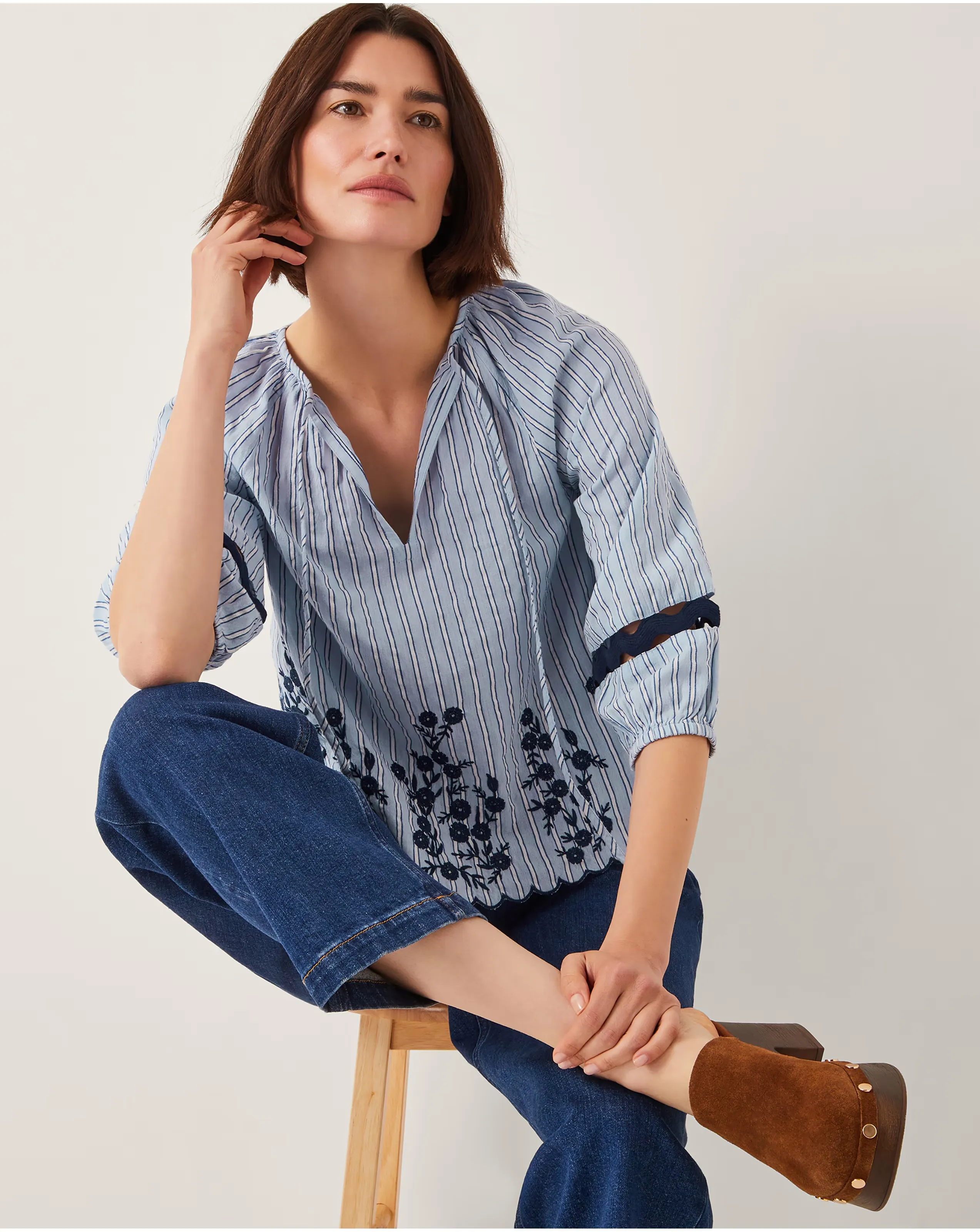 Monsoon Cara Embroidered Stripe Blouse 3 Monsoon Cara Embroidered Stripe Blouse