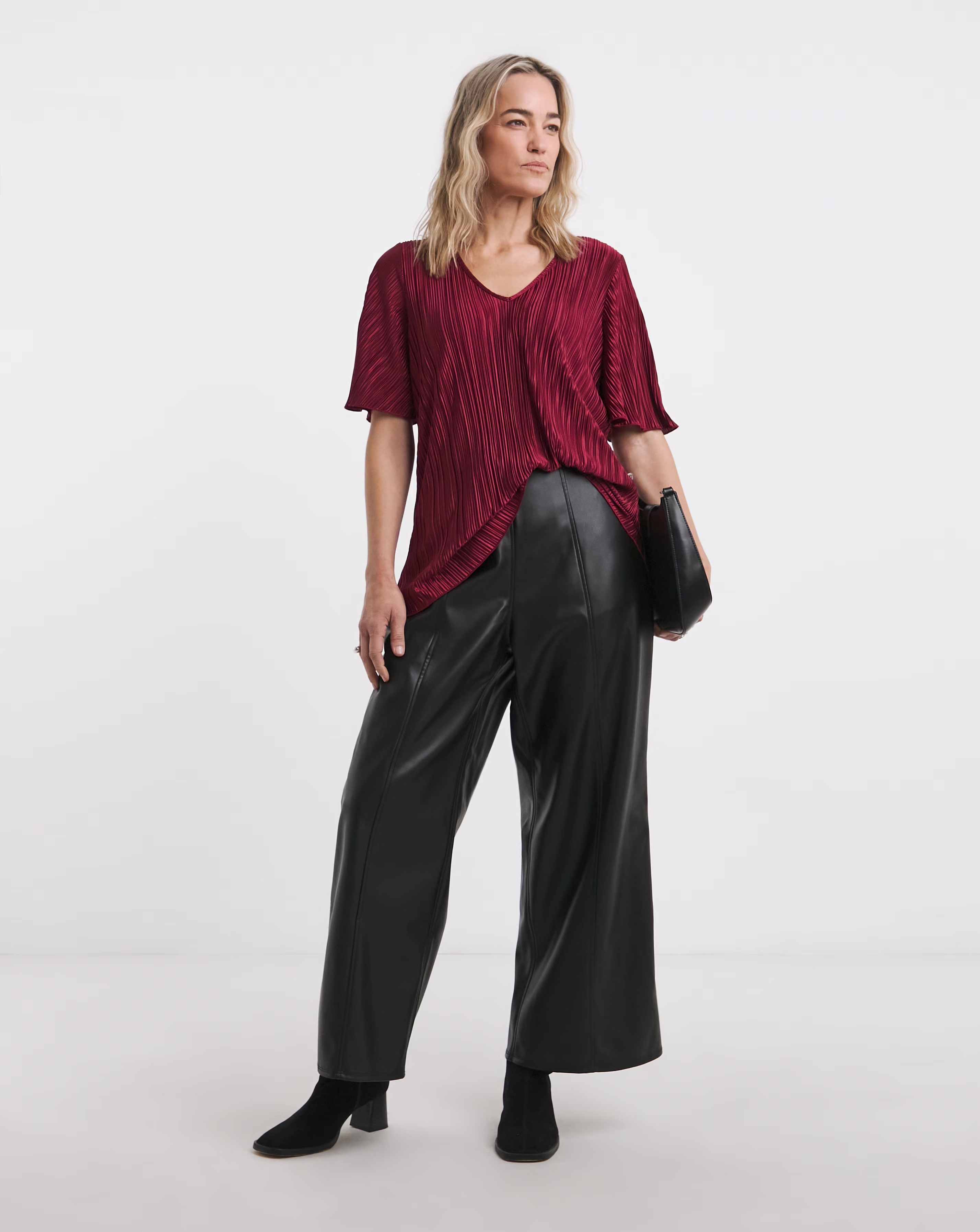 V Neck Longline Plisse Top 2 V Neck Longline Plisse Top