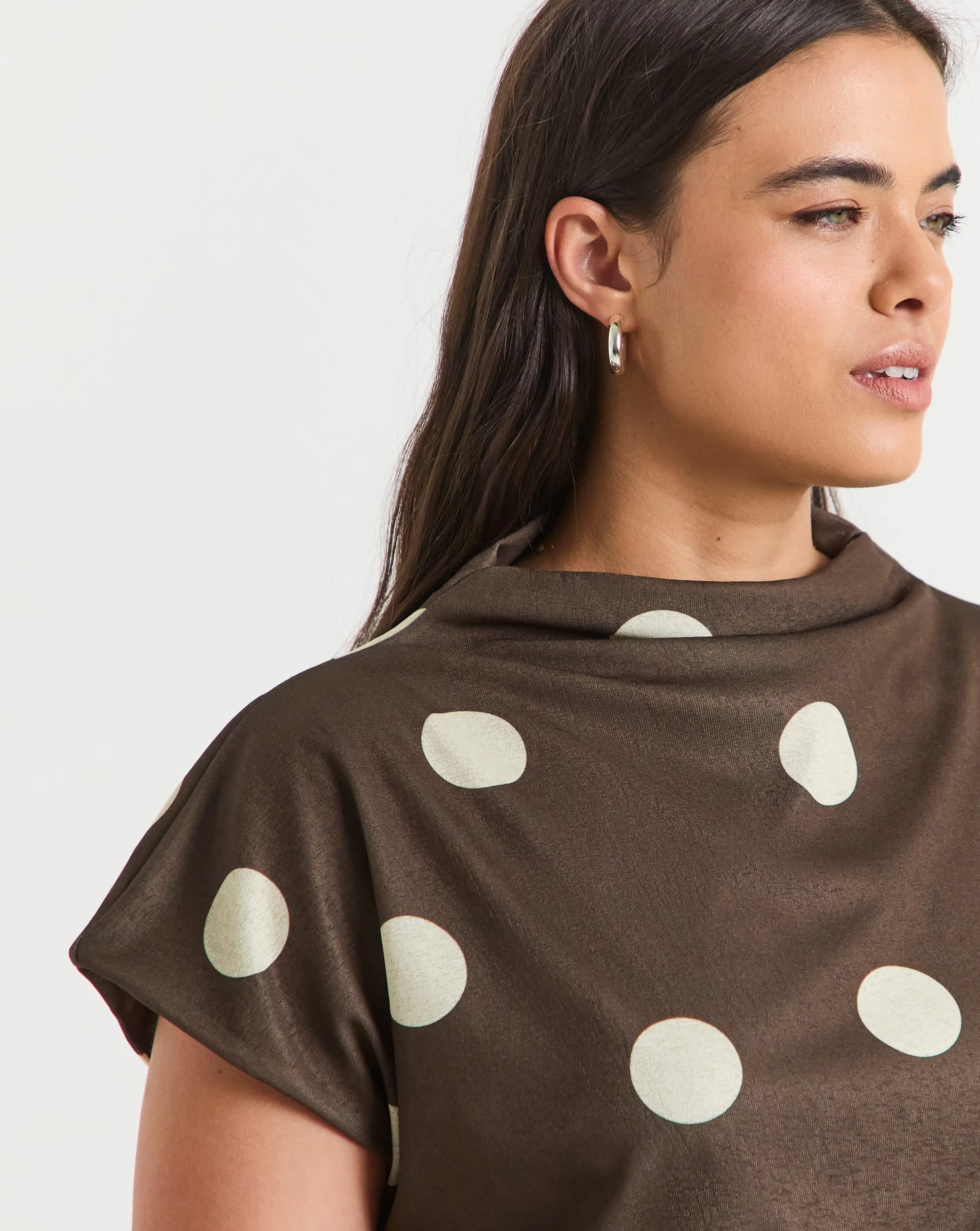 Simply Be Chocolate Spot Slash Neck Mesh Top 1 Simply Be Chocolate Spot Slash Neck Mesh Top