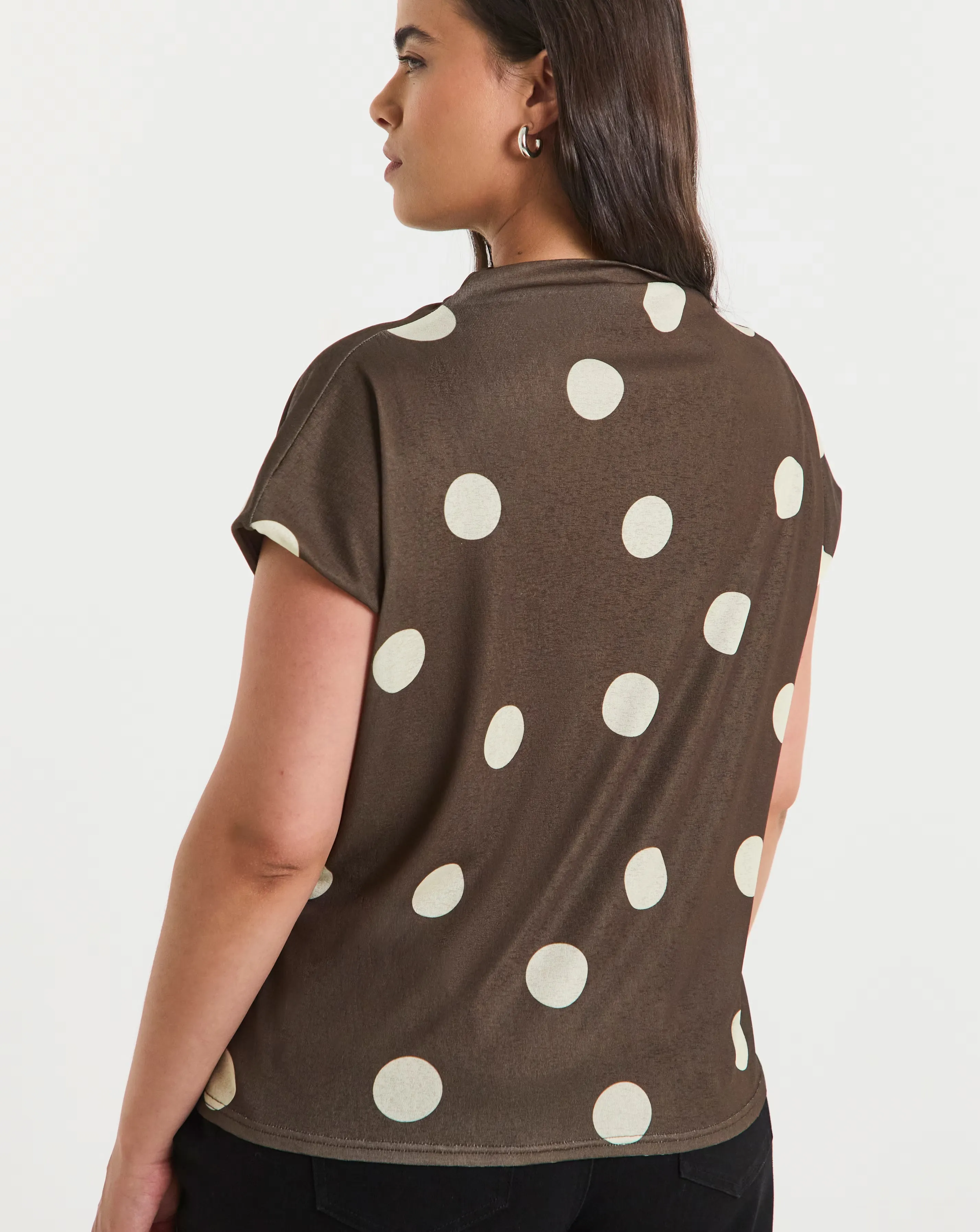 Simply Be Chocolate Spot Slash Neck Mesh Top 4 Simply Be Chocolate Spot Slash Neck Mesh Top