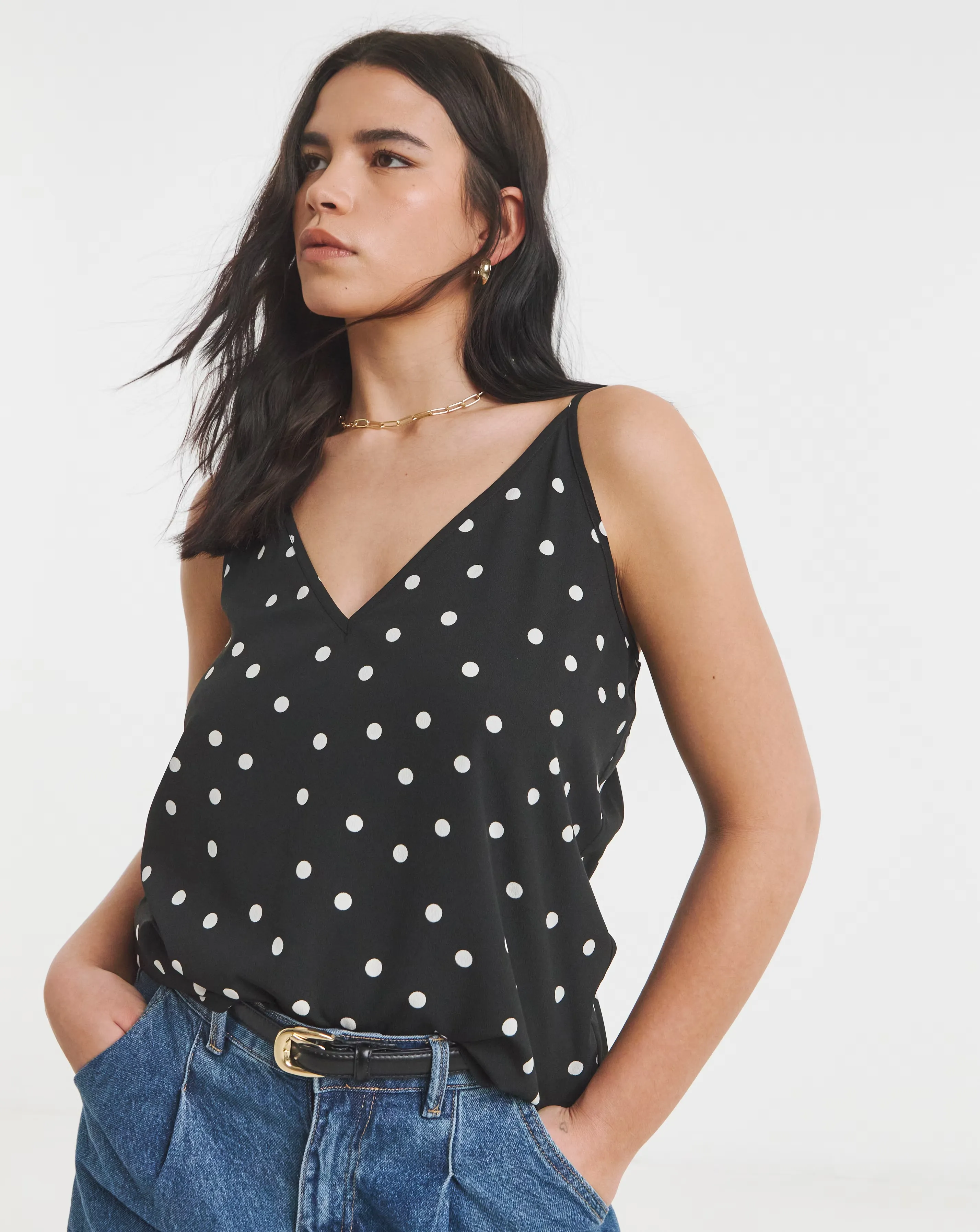 Simply Be V Neck Spot Print Cami 1 Simply Be V Neck Spot Print Cami