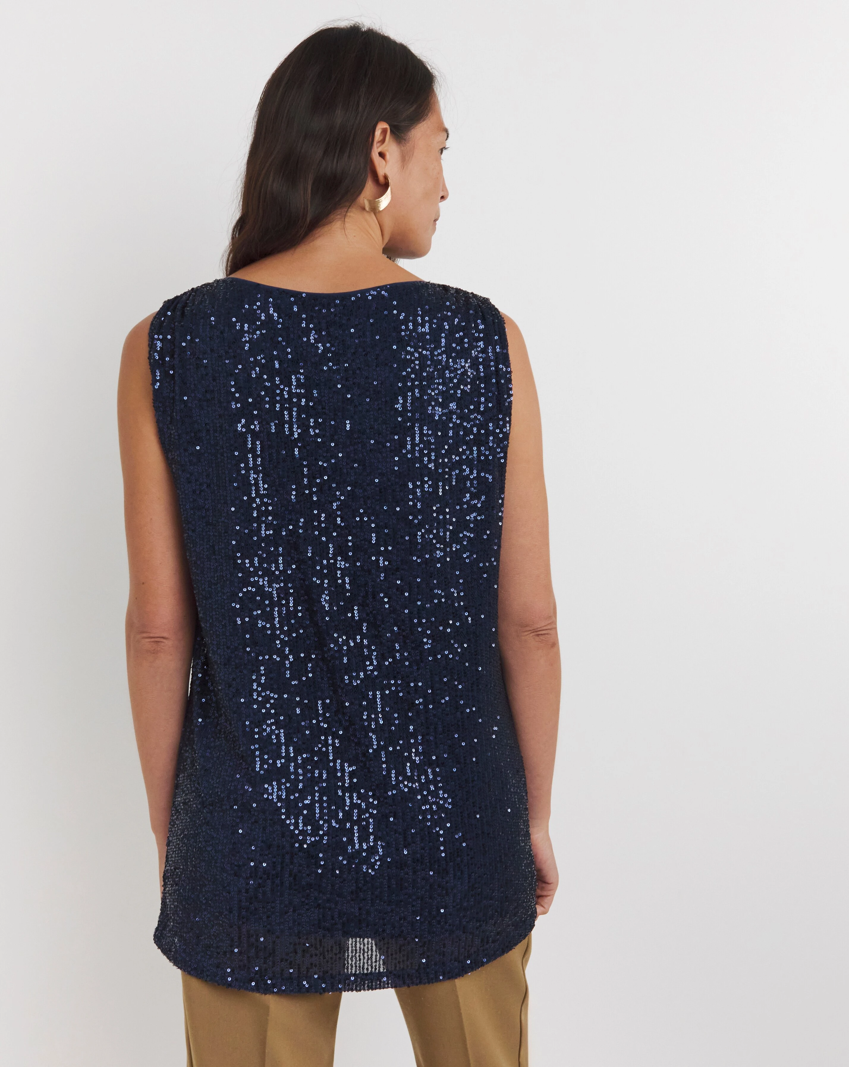 Navy Sequin Longline Tank Top 3 Navy Sequin Longline Tank Top