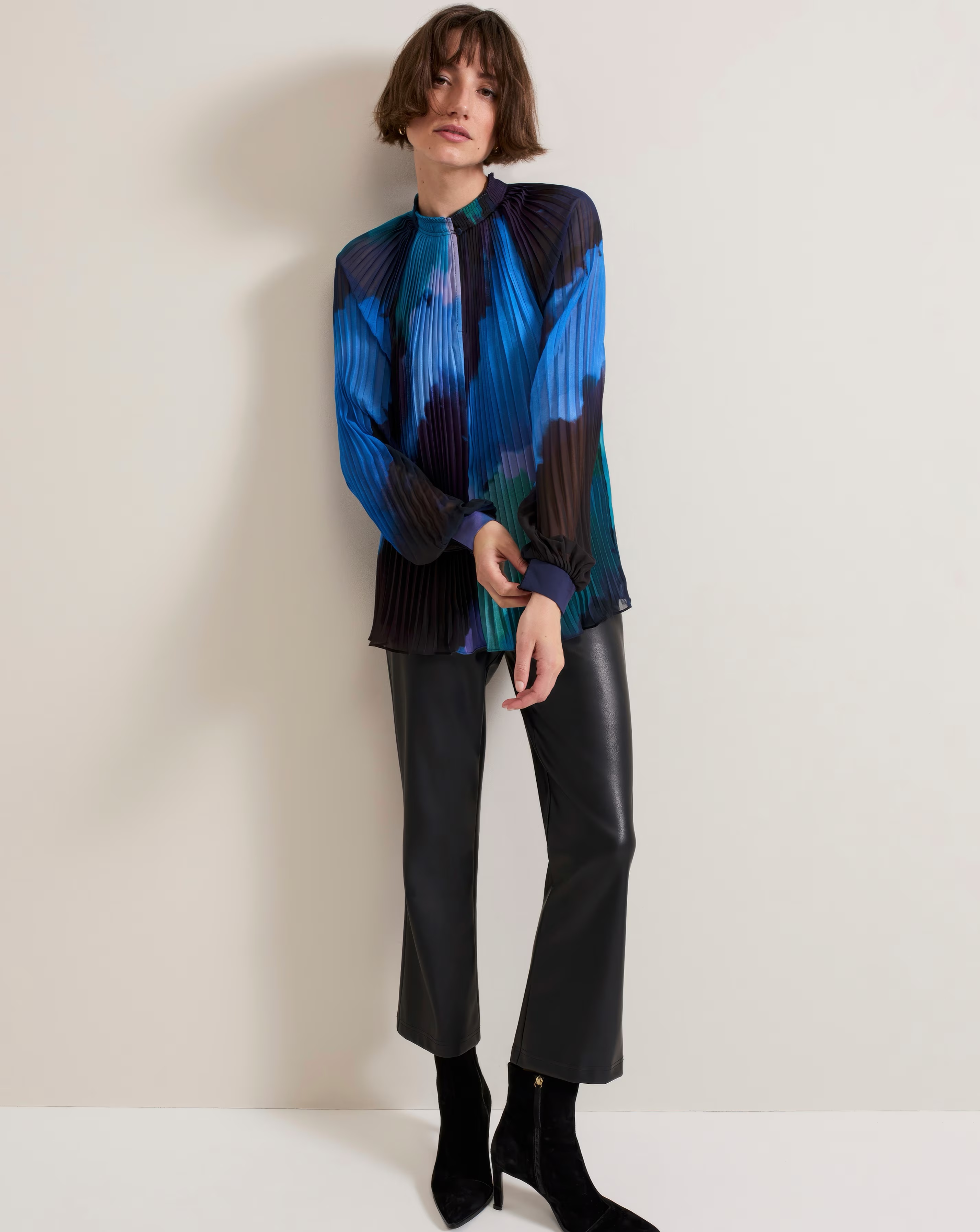 Phase Eight Pleat Abstract Blouse 1 Phase Eight Pleat Abstract Blouse