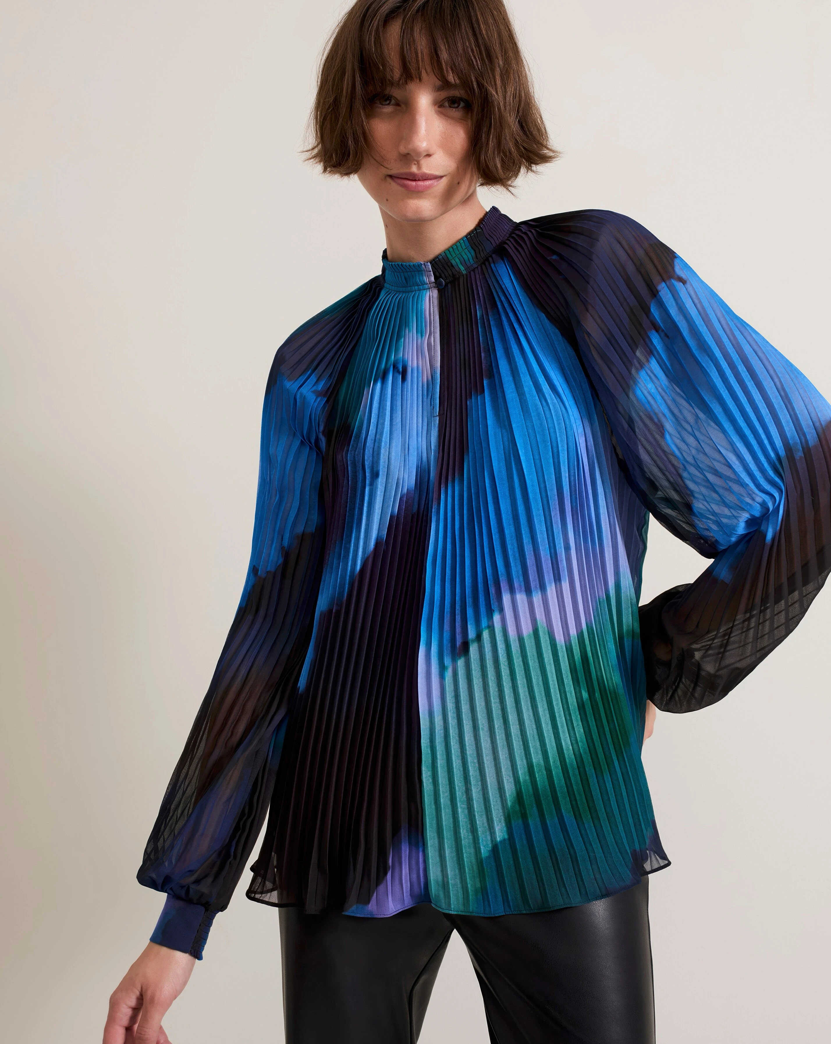 Phase Eight Pleat Abstract Blouse 2 Phase Eight Pleat Abstract Blouse