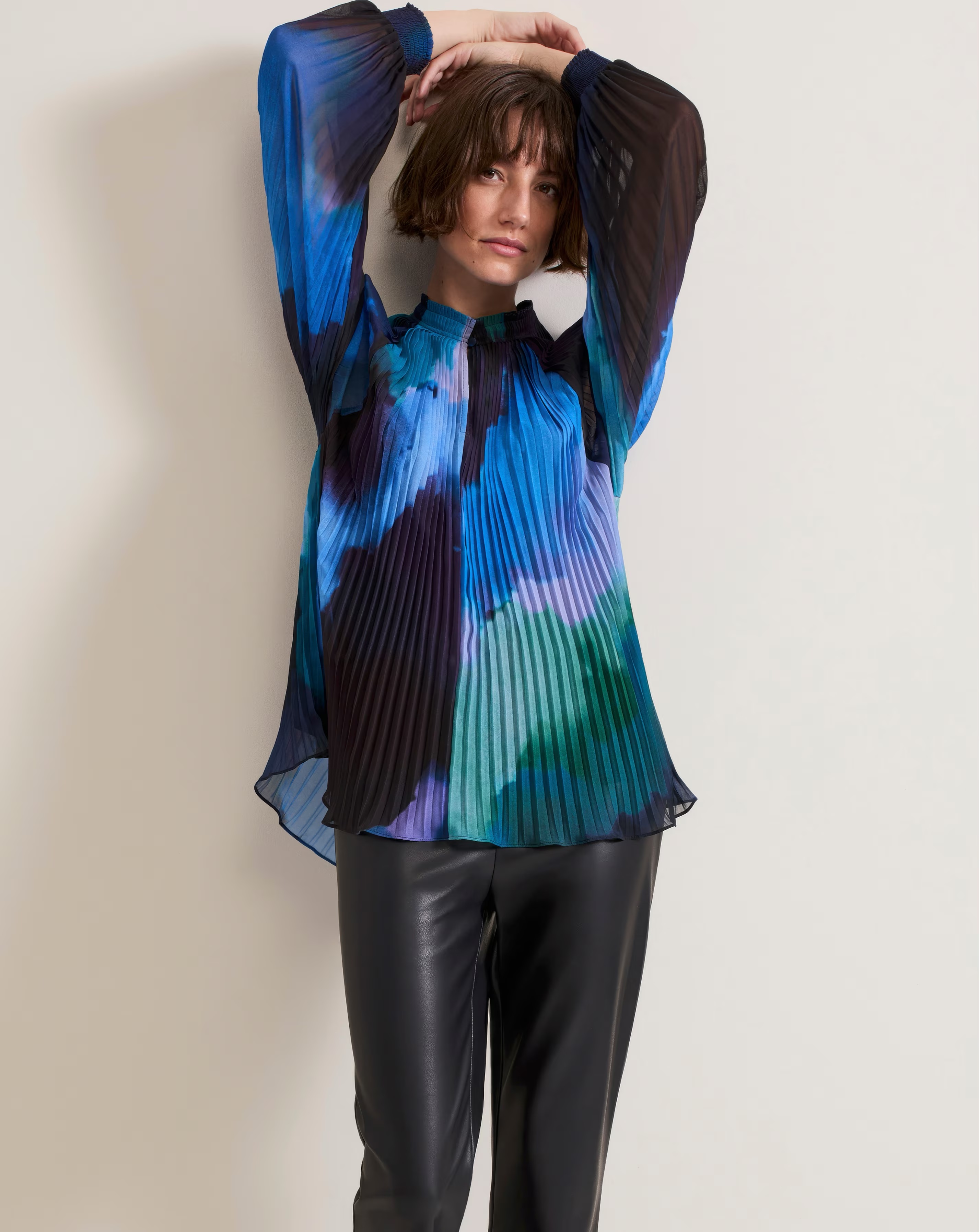 Phase Eight Pleat Abstract Blouse 3 Phase Eight Pleat Abstract Blouse