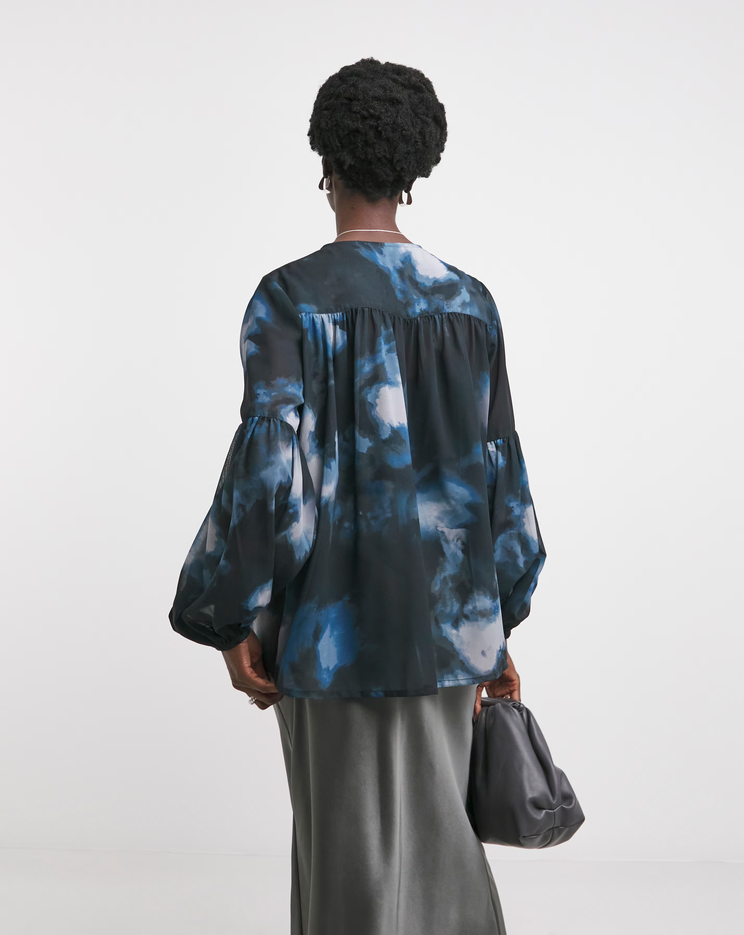 Womens Georgette Tie Detail Collarless Blouse - Abstract Print 4 Womens Georgette Tie Detail Collarless Blouse - Abstract Print