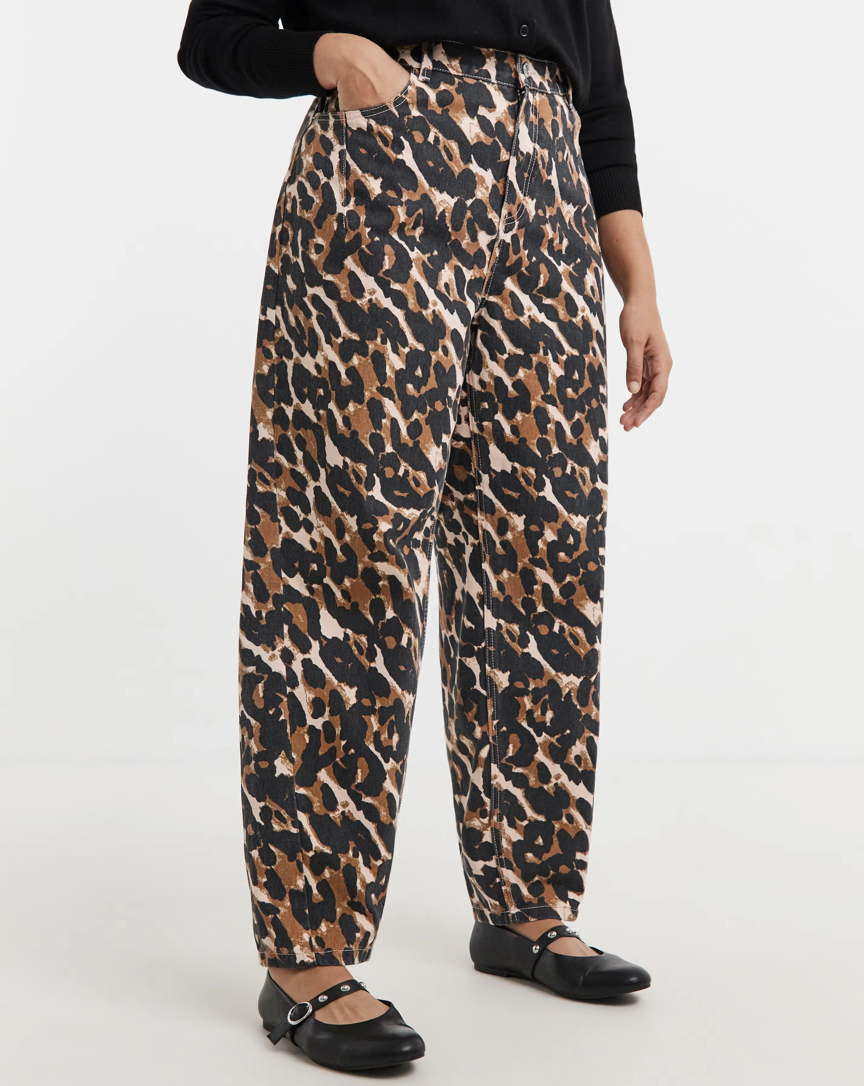 Simply Be Leopard Print Barrel Jeans 3 Simply Be Leopard Print Barrel Jeans