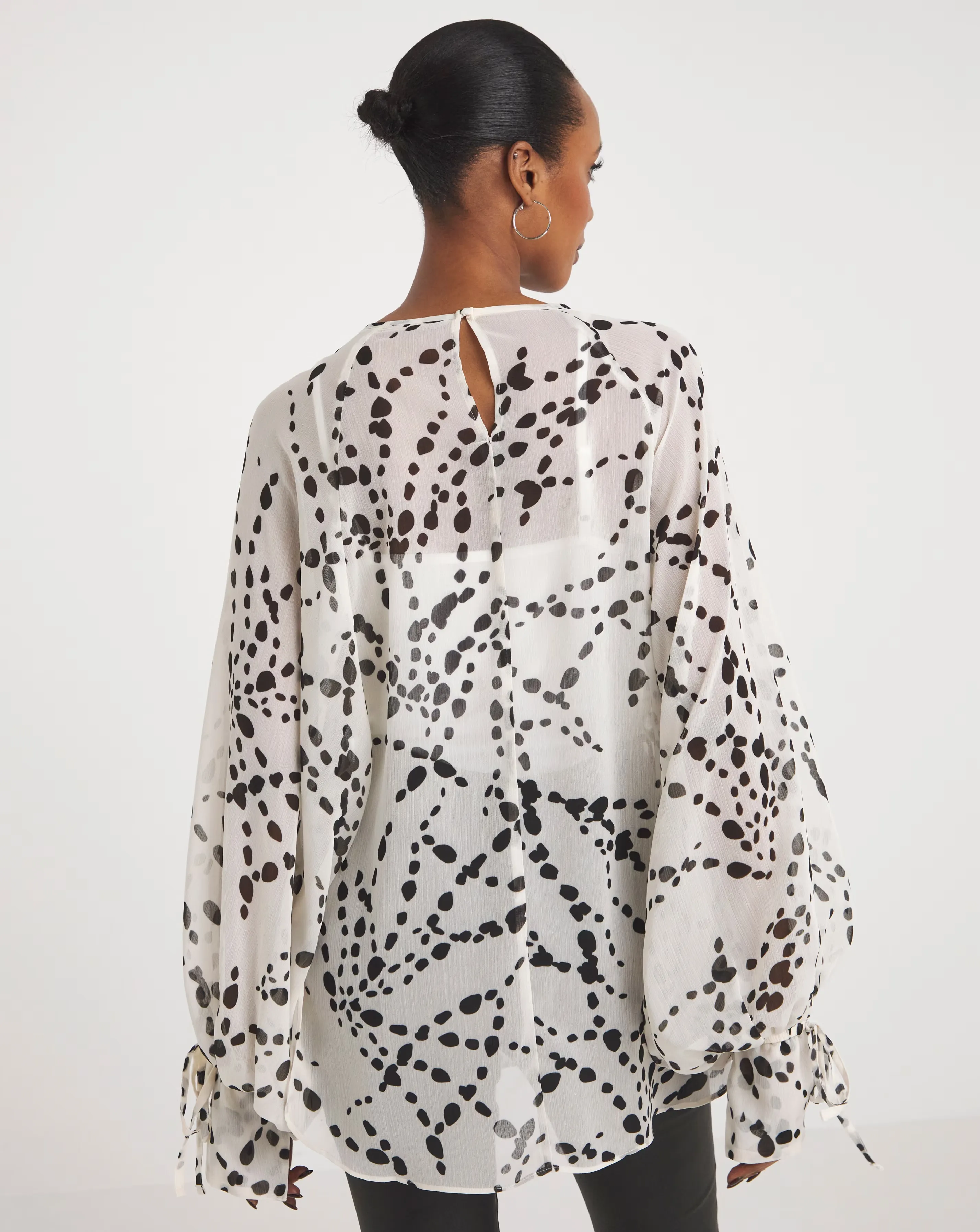 Joanna Hope Print Tie Sleeve Blouse 3 Joanna Hope Print Tie Sleeve Blouse