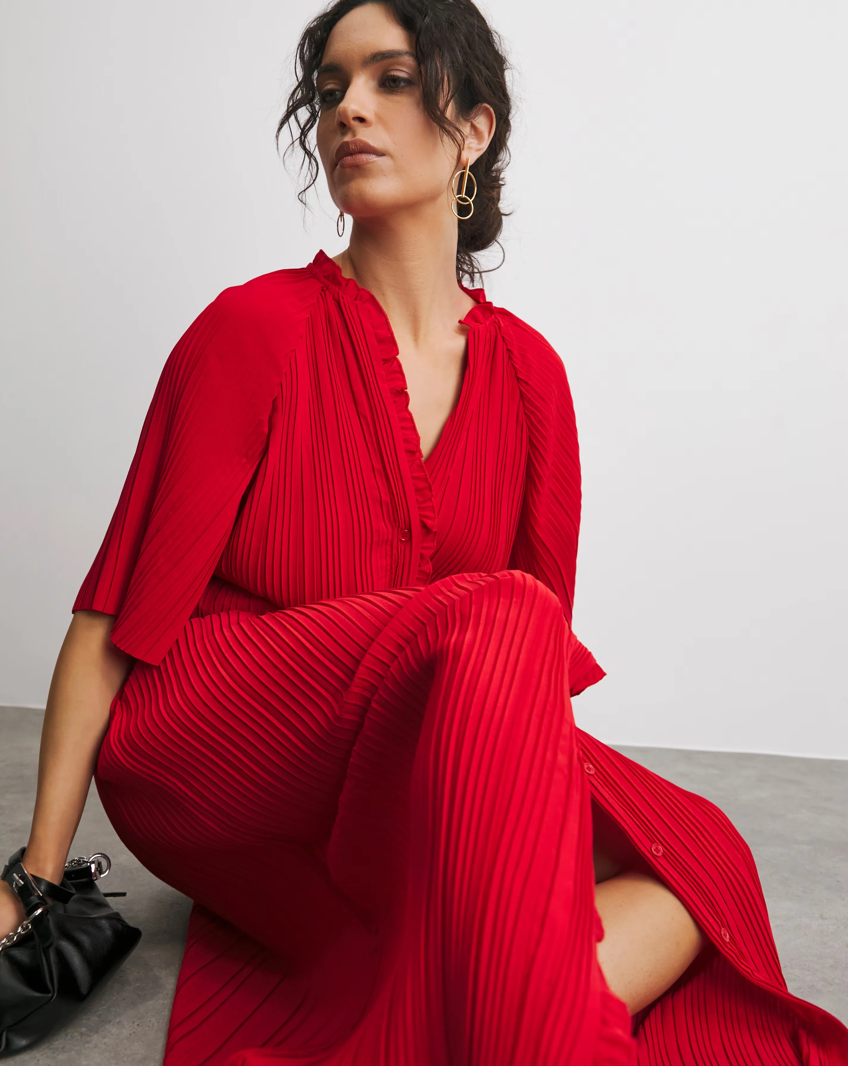 Pleated Occasion Button Through Dress 1 Pleated Occasion Button Through Dress