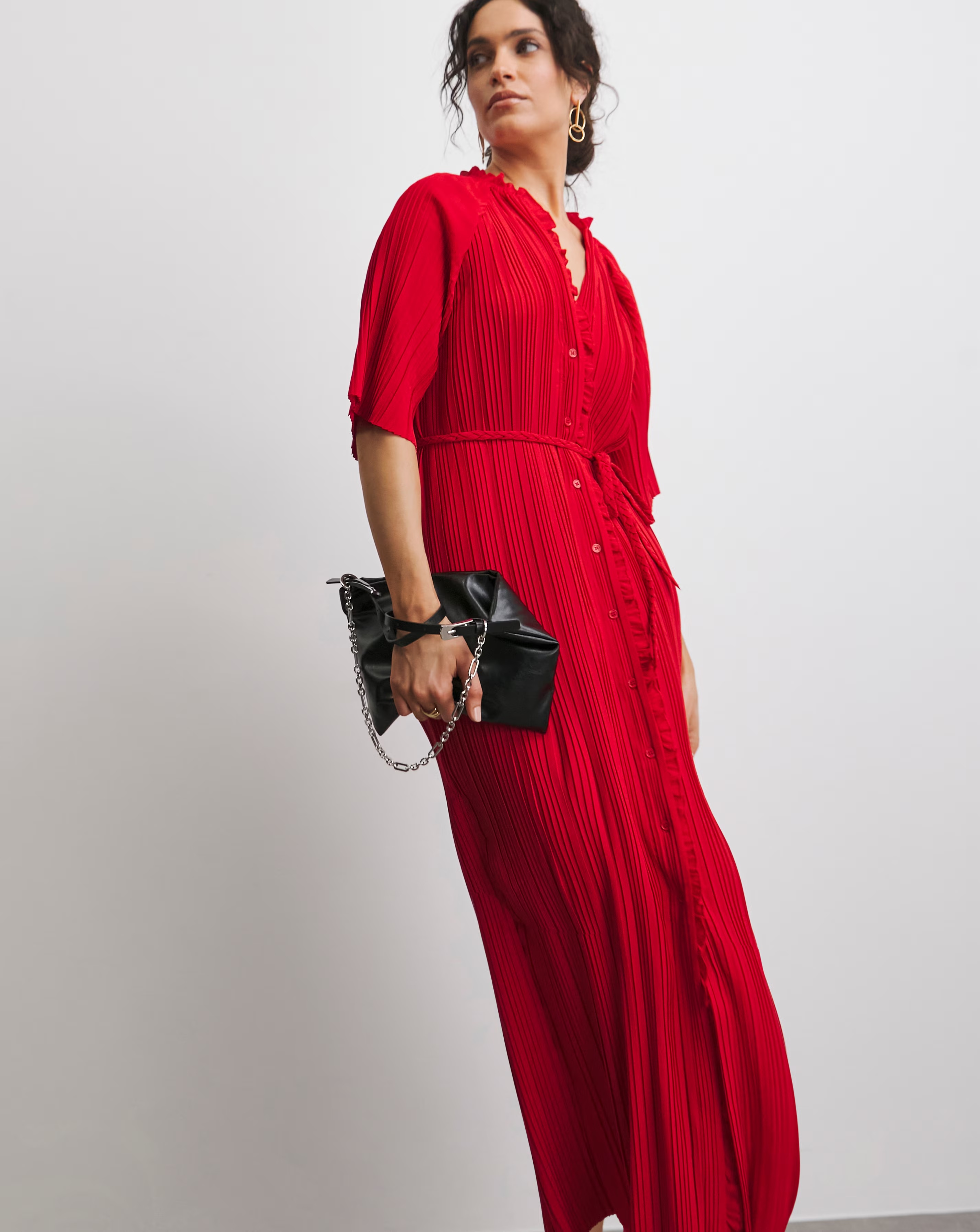 Pleated Occasion Button Through Dress 2 Pleated Occasion Button Through Dress