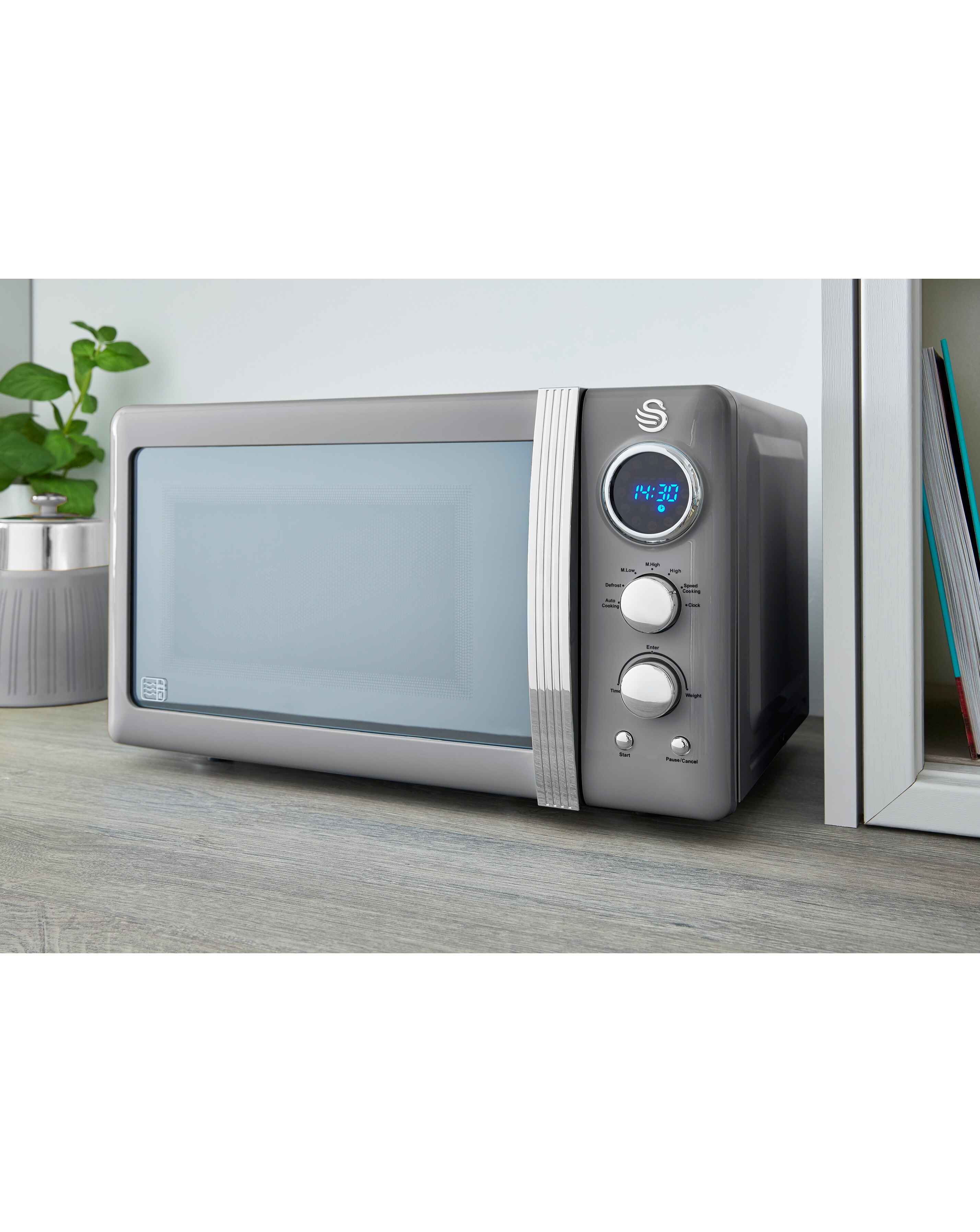 Swan Retro Grey Kettle, 4 Slice Toaster and Microwave Bundle 4 Swan Retro Grey Kettle, 4 Slice Toaster and Microwave Bundle