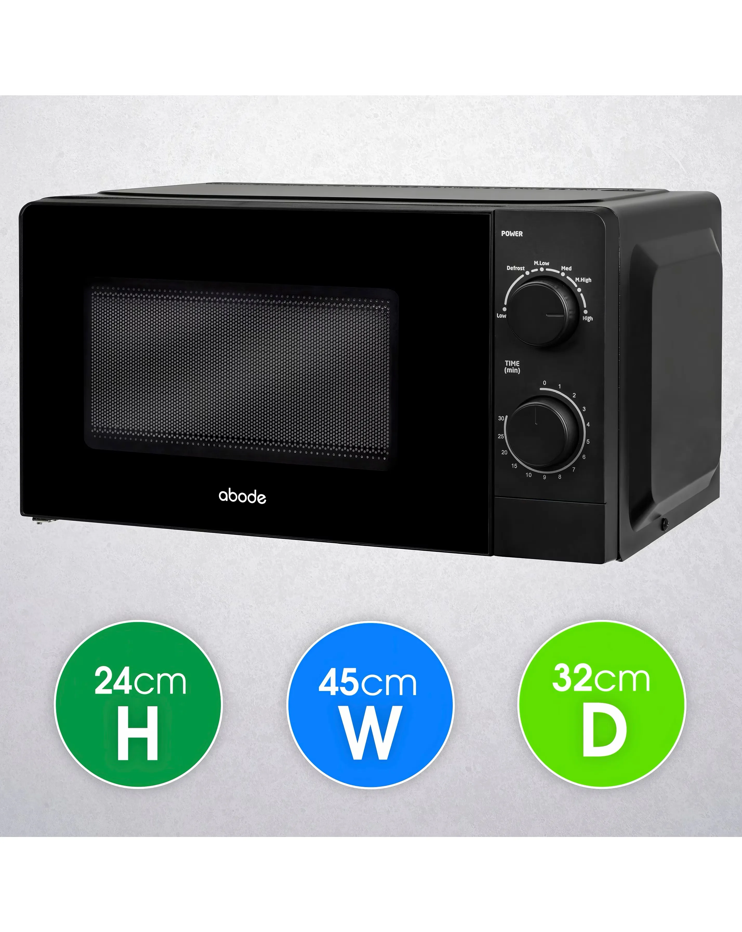 Abode AMM2005B 20L Manual Microwave - Black 3 Abode AMM2005B 20L Manual Microwave - Black