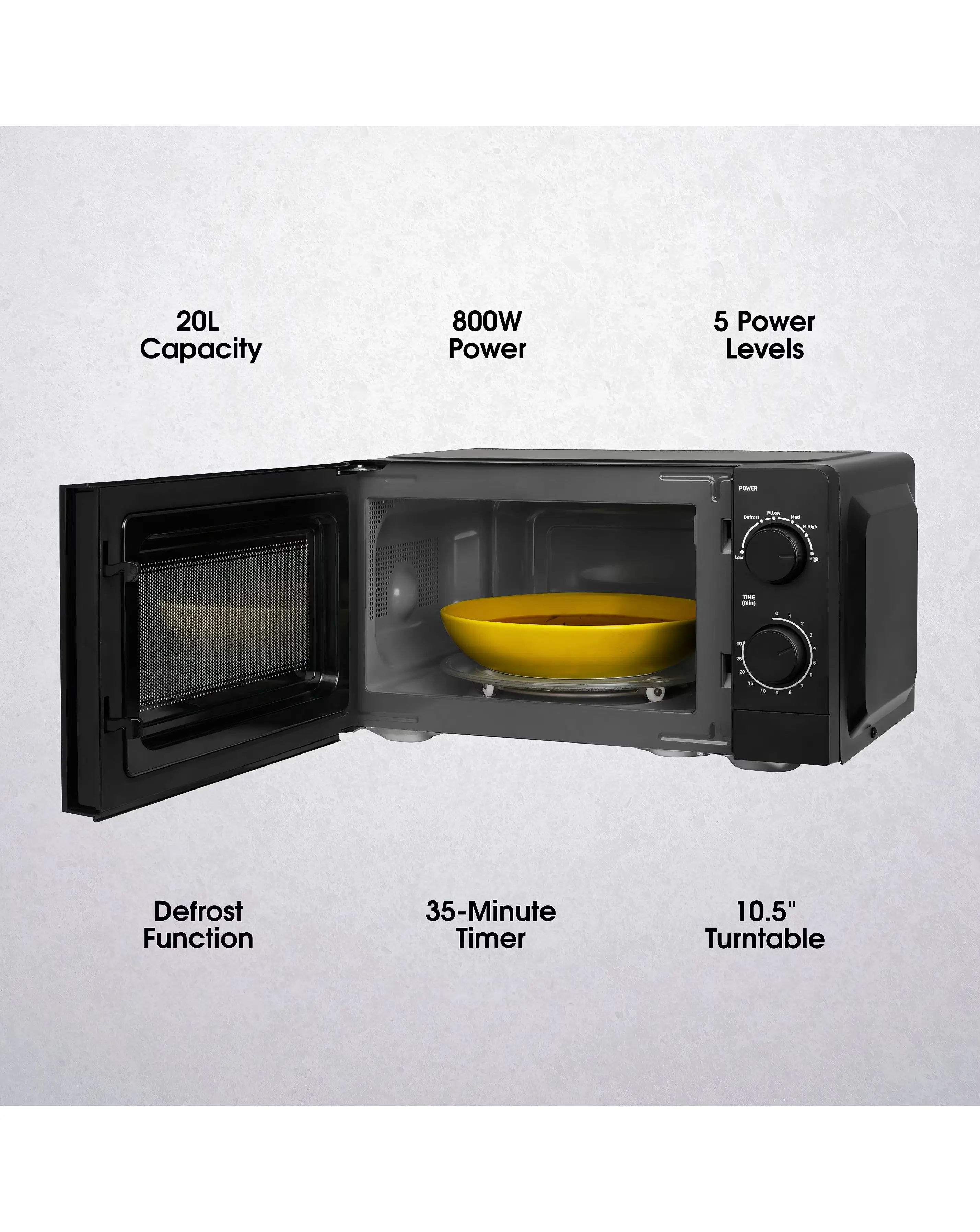Abode AMM2005B 20L Manual Microwave - Black 7 Abode AMM2005B 20L Manual Microwave - Black