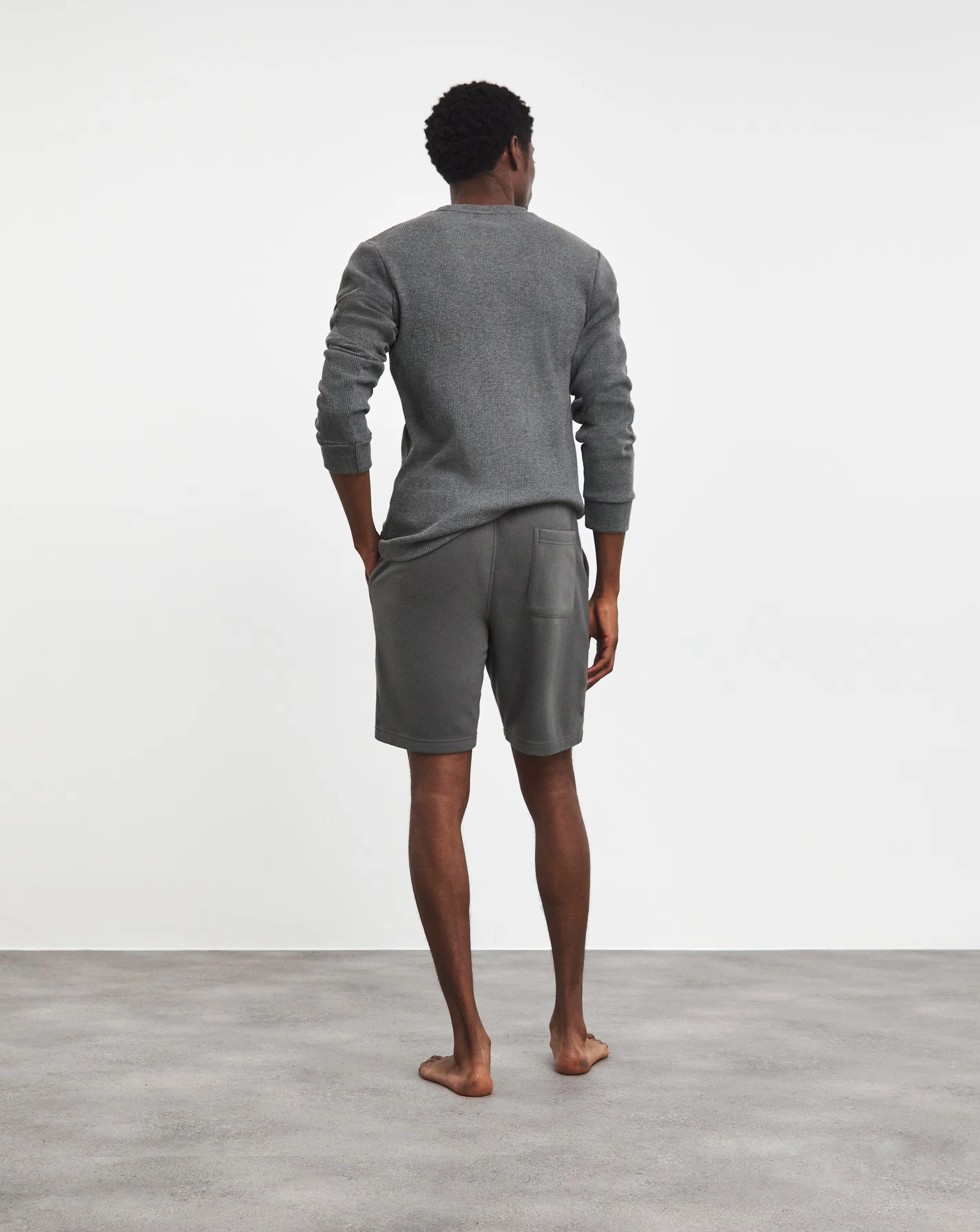 Waffle Top With Fleece Short Lounge Set 3 Waffle Top With Fleece Short Lounge Set