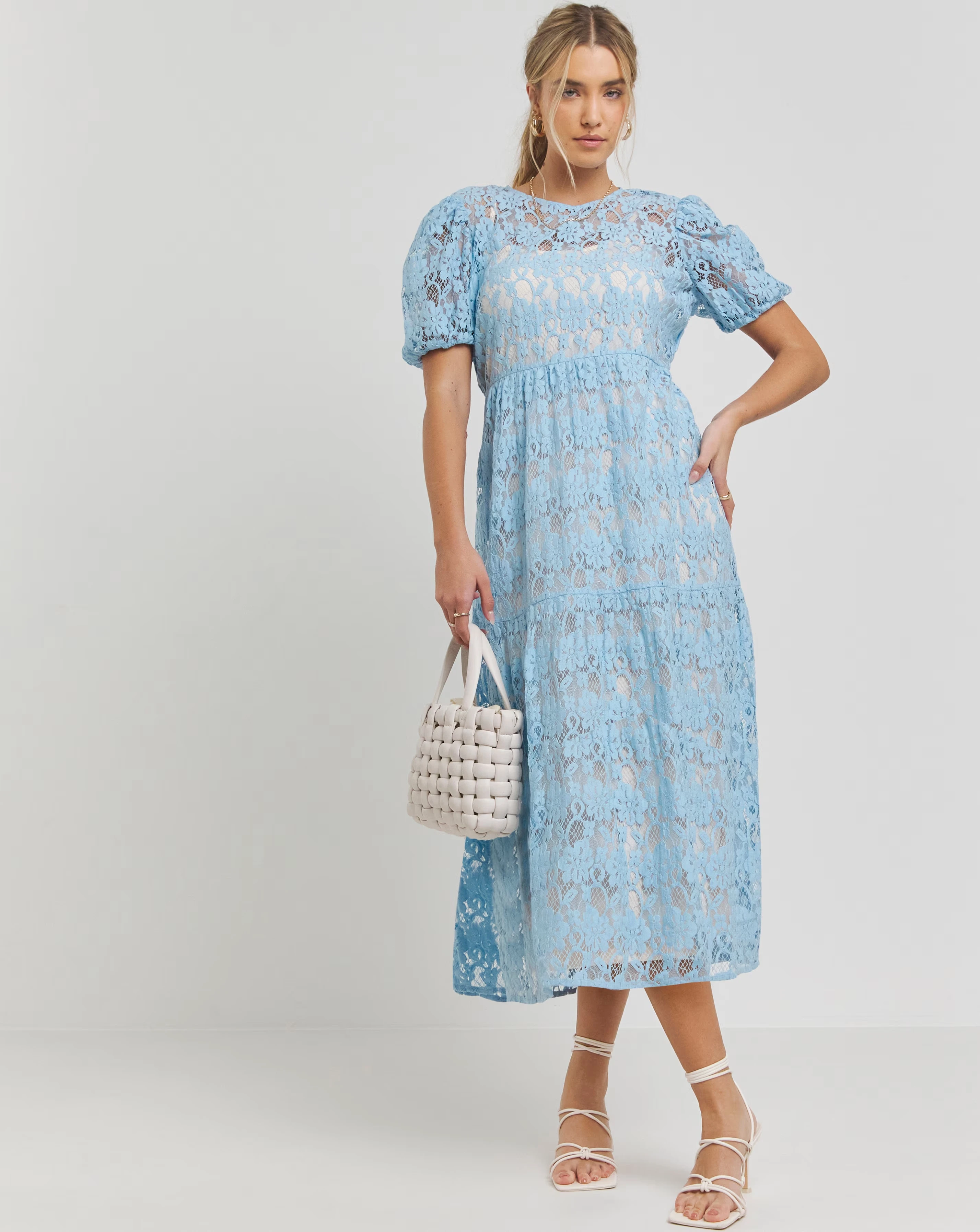 Simply Be Blue Tiered Lace Midi Dress 1 Simply Be Blue Tiered Lace Midi Dress