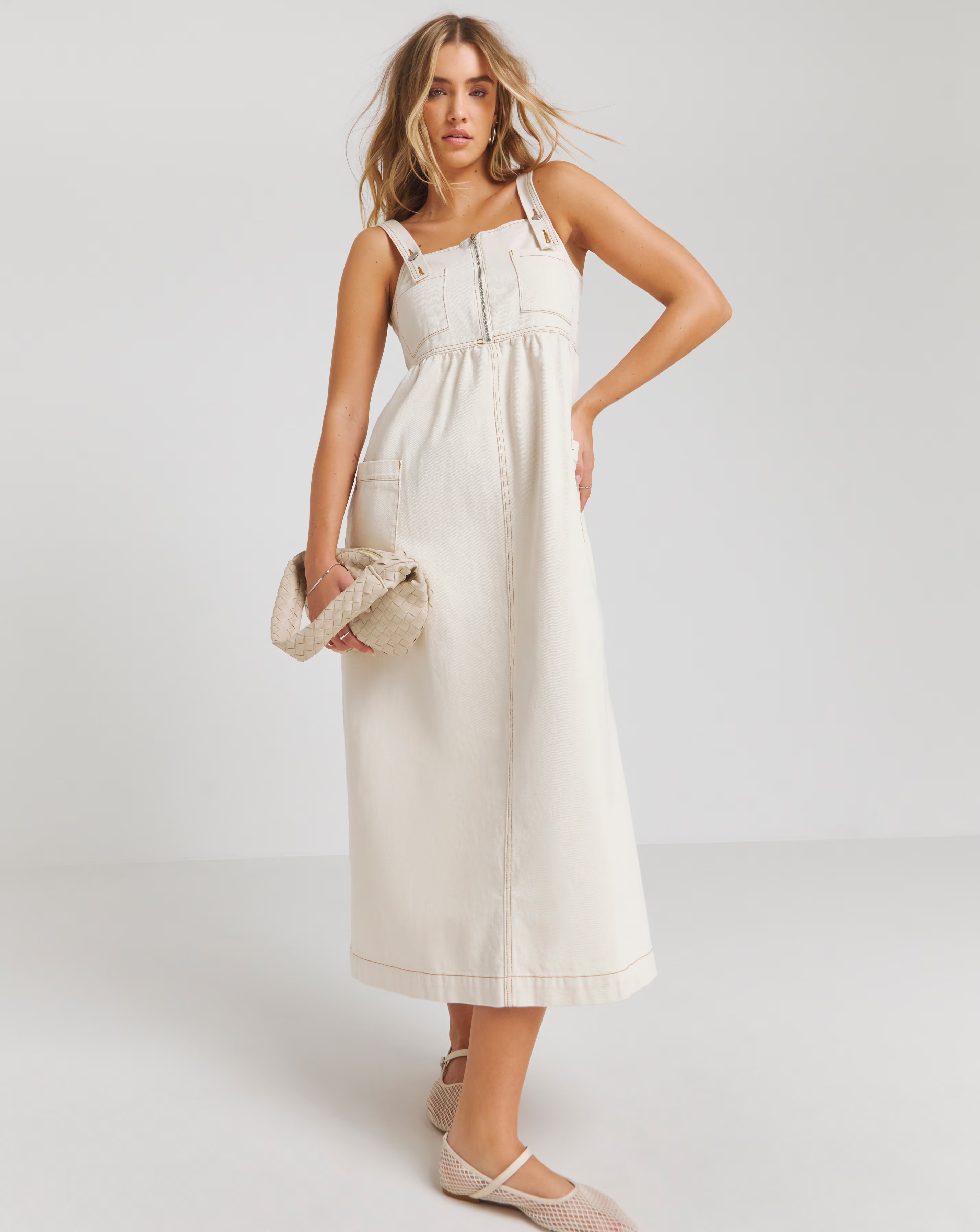 Ecru Midaxi Pocket Detail Apron Dress 5 Ecru Midaxi Pocket Detail Apron Dress