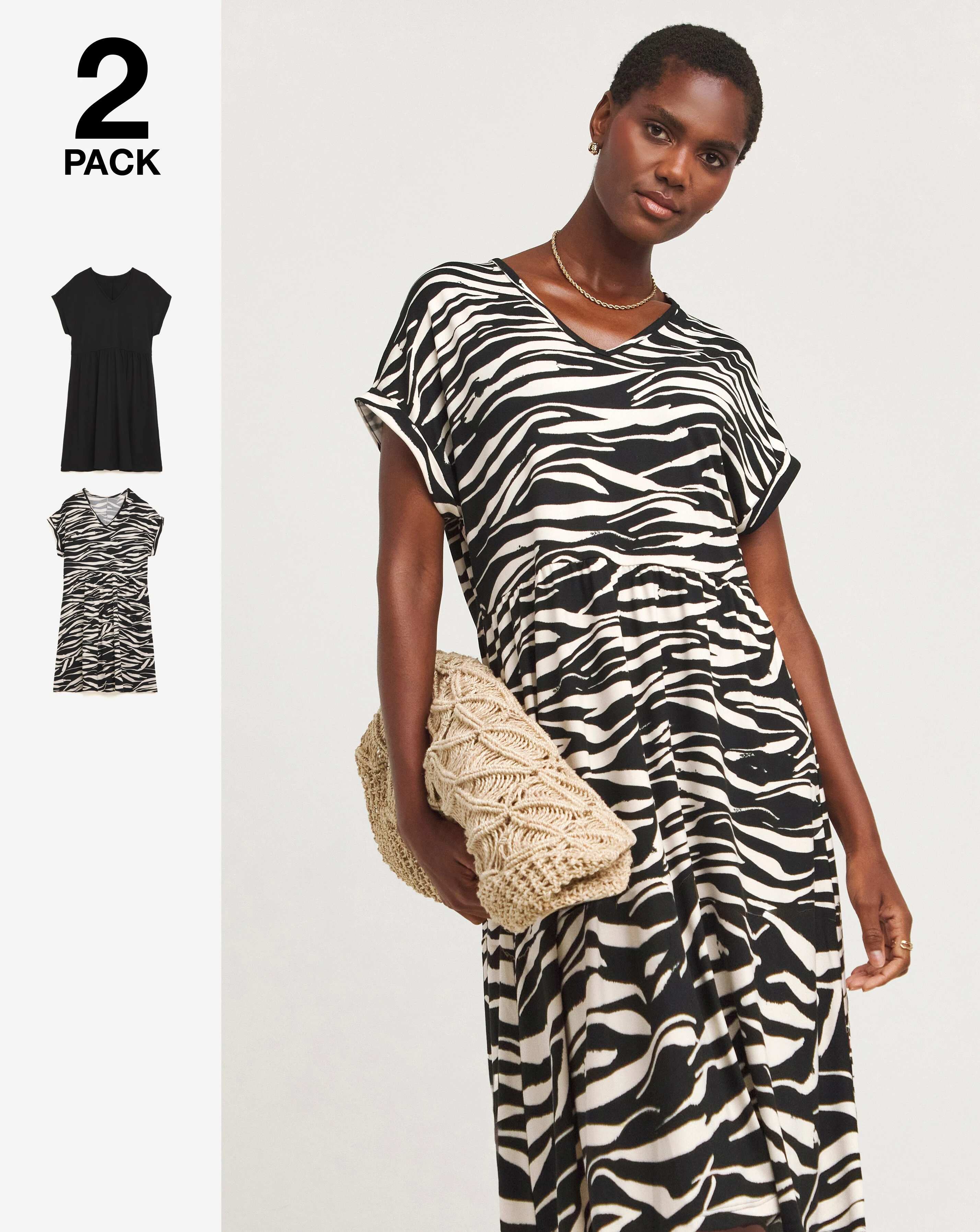 2 Pack Cap Sleeve Dress