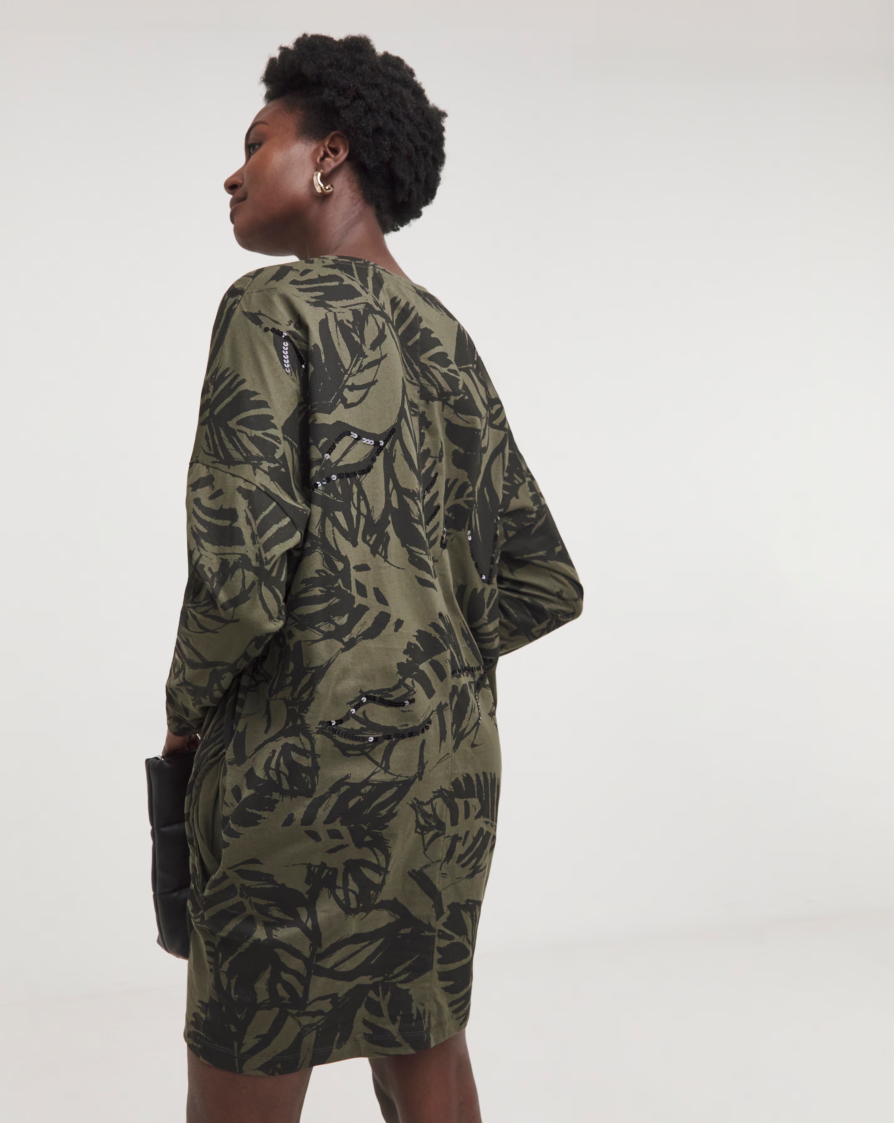 Religion Palm Print Jersey Sequin Dress 3 Religion Palm Print Jersey Sequin Dress