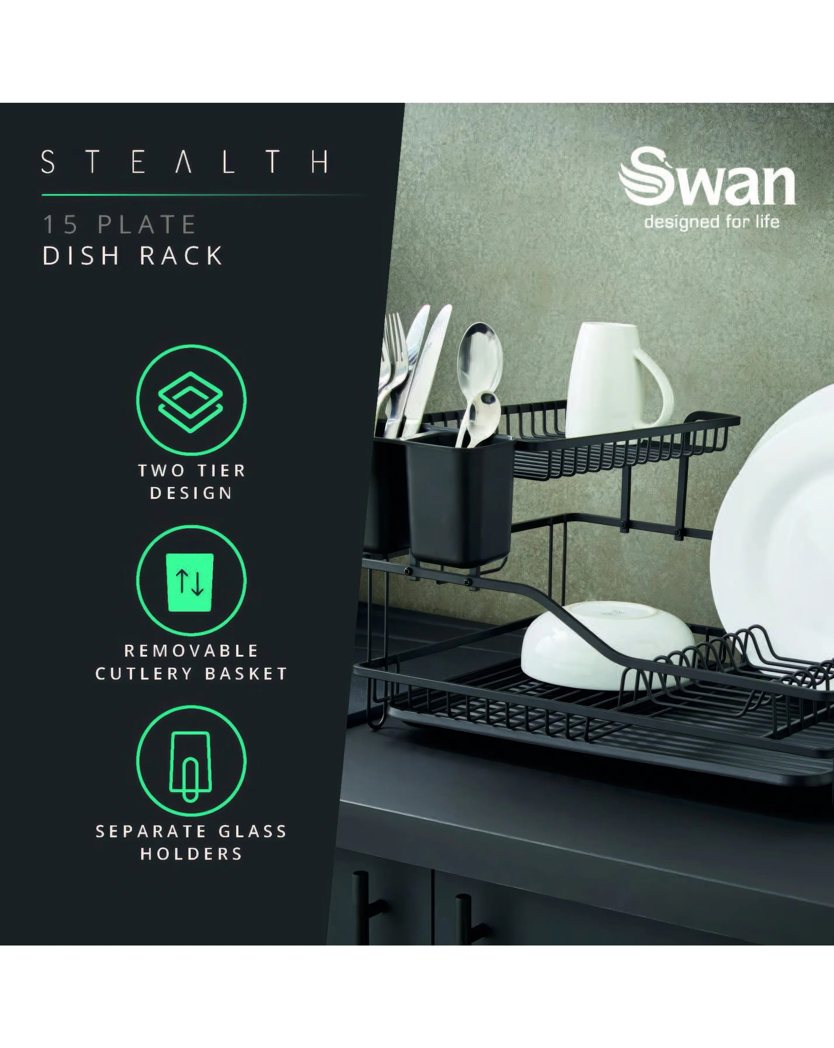 Swan Stealth 15 Plate Dish Rack 8 Swan Stealth 15 Plate Dish Rack