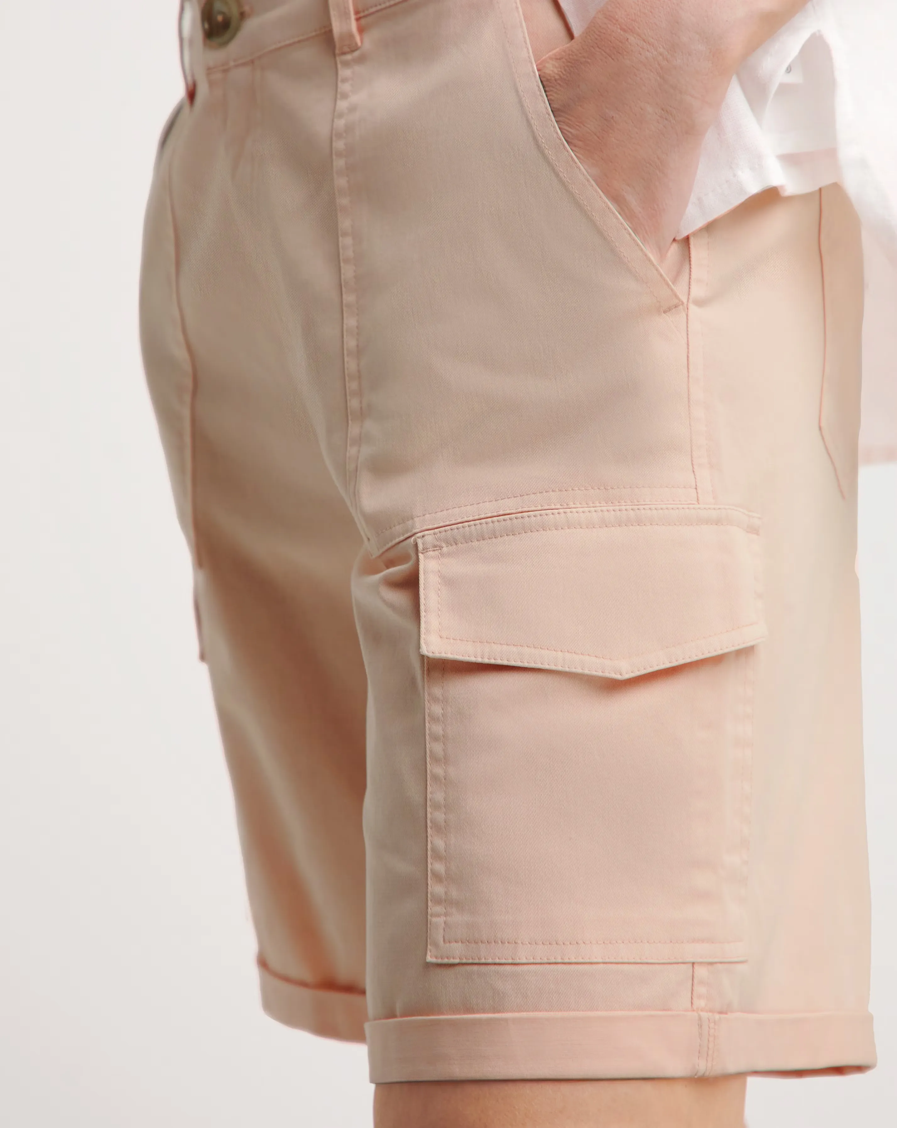 Peach Stretch Cotton Cargo Shorts 3 Peach Stretch Cotton Cargo Shorts