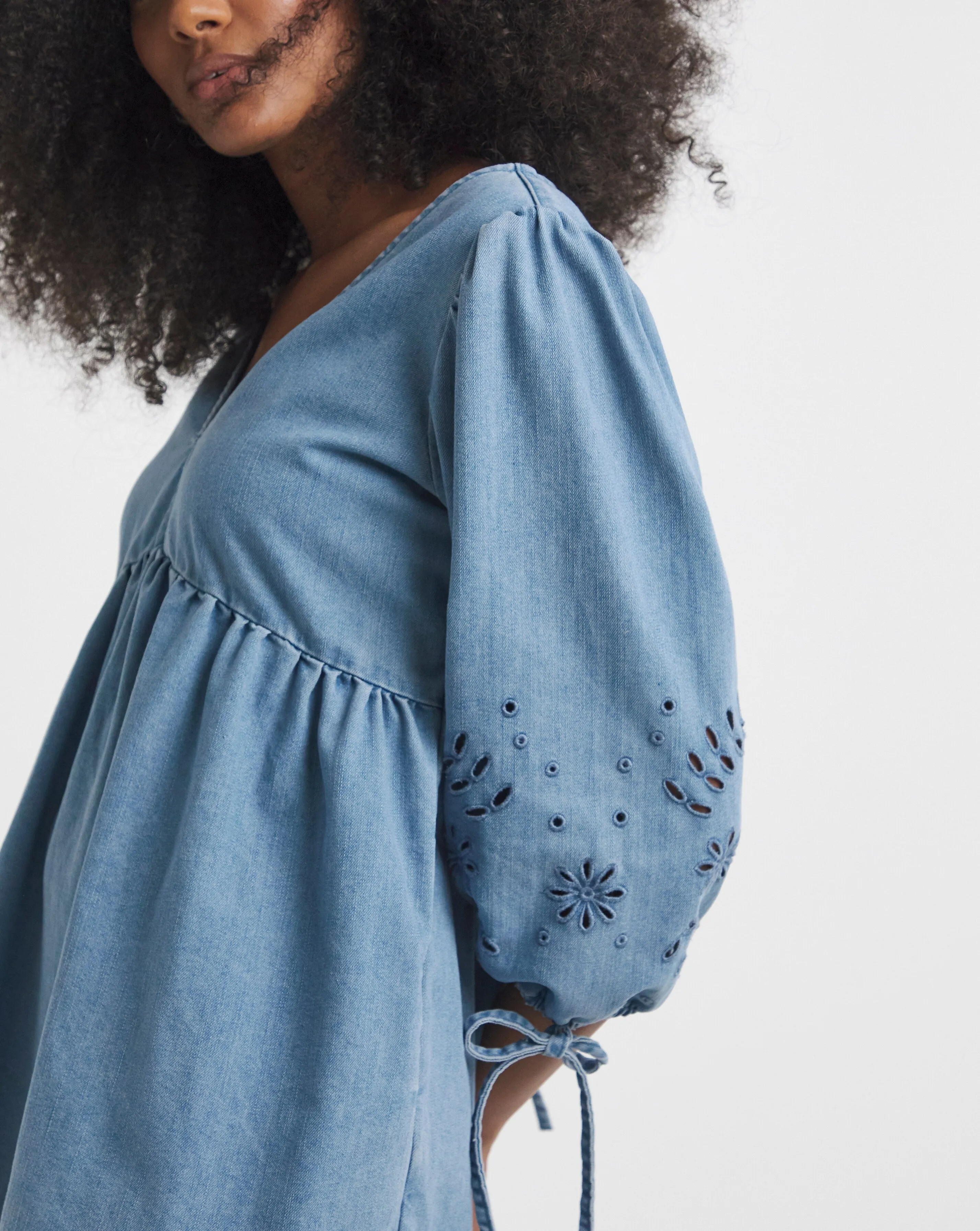 Simply Be Mid Wash Cut Work Mini Denim Smock Dress 3 Simply Be Mid Wash Cut Work Mini Denim Smock Dress