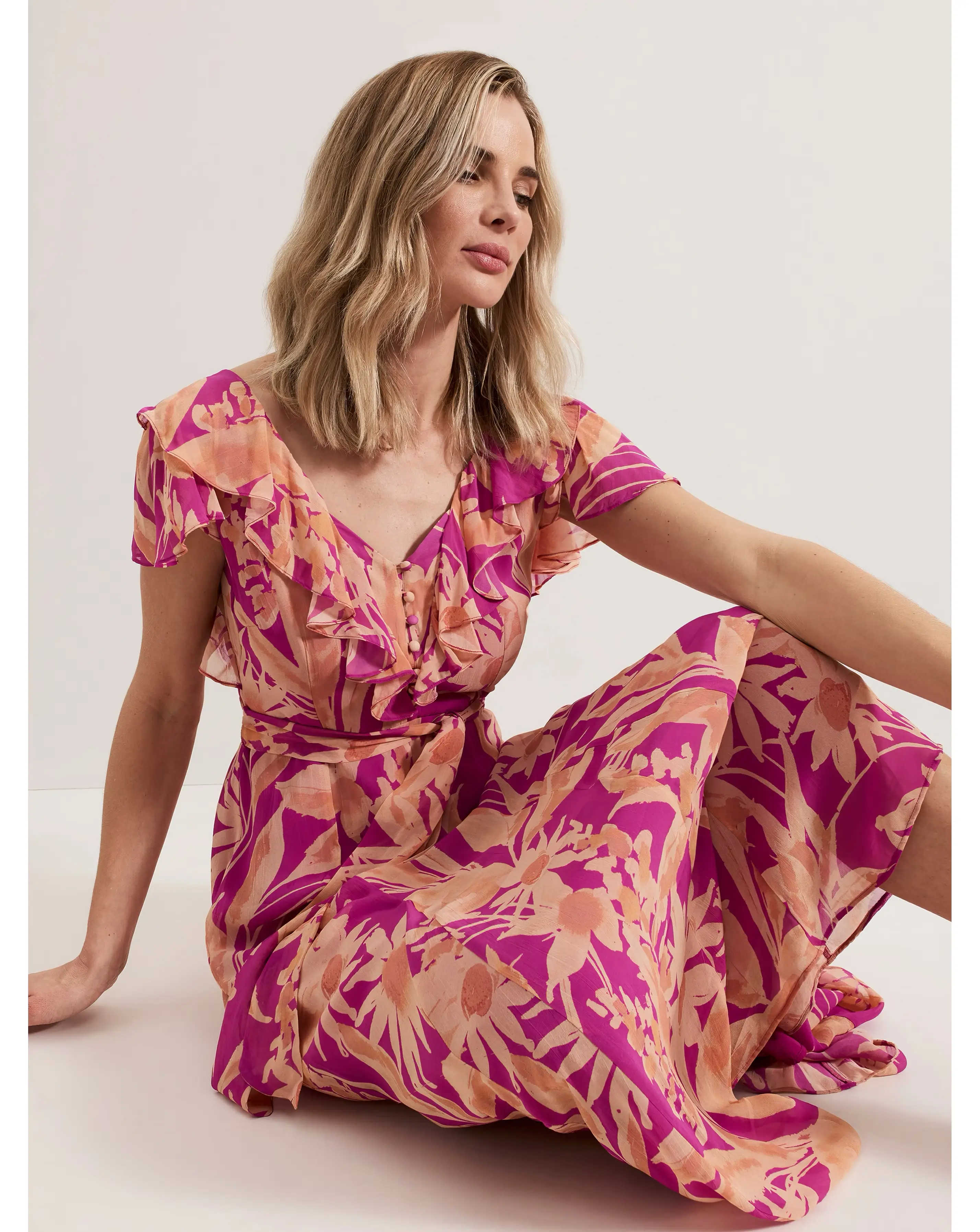 Phase Eight Dinara Printed Frill Detail Maxi Dress 3 Phase Eight Dinara Printed Frill Detail Maxi Dress
