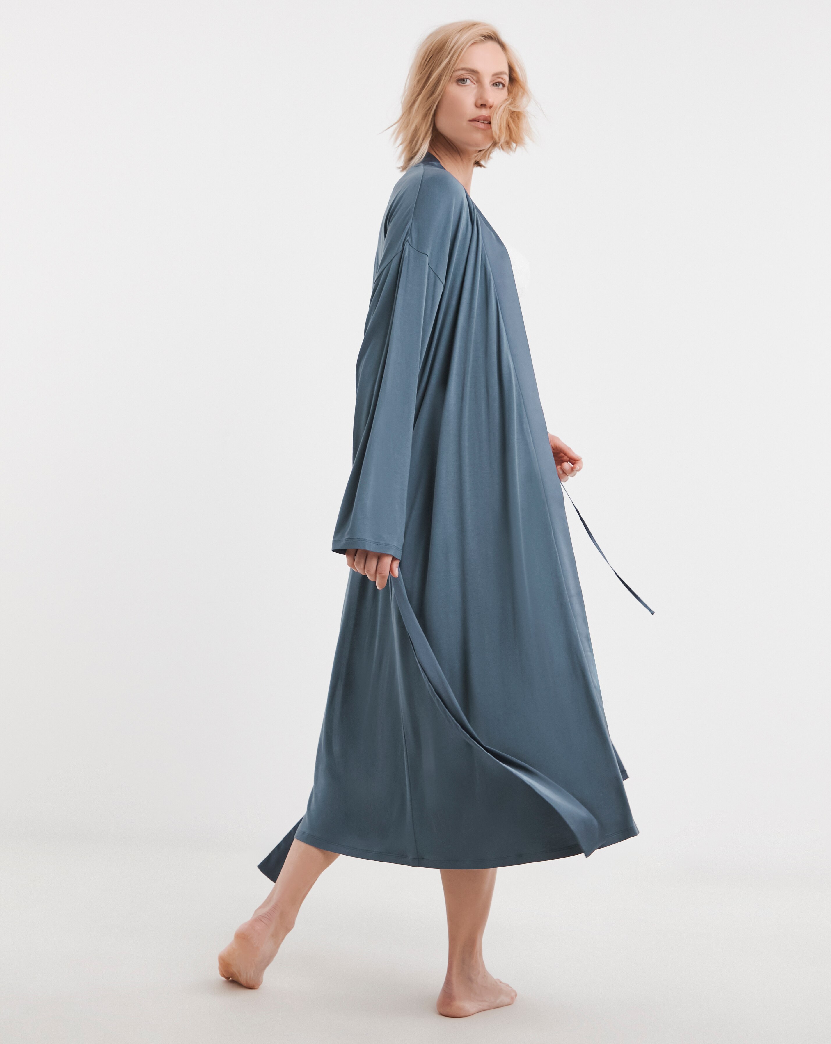 Cool Stretch Satin Midi Dressing Gown 4 Cool Stretch Satin Midi Dressing Gown