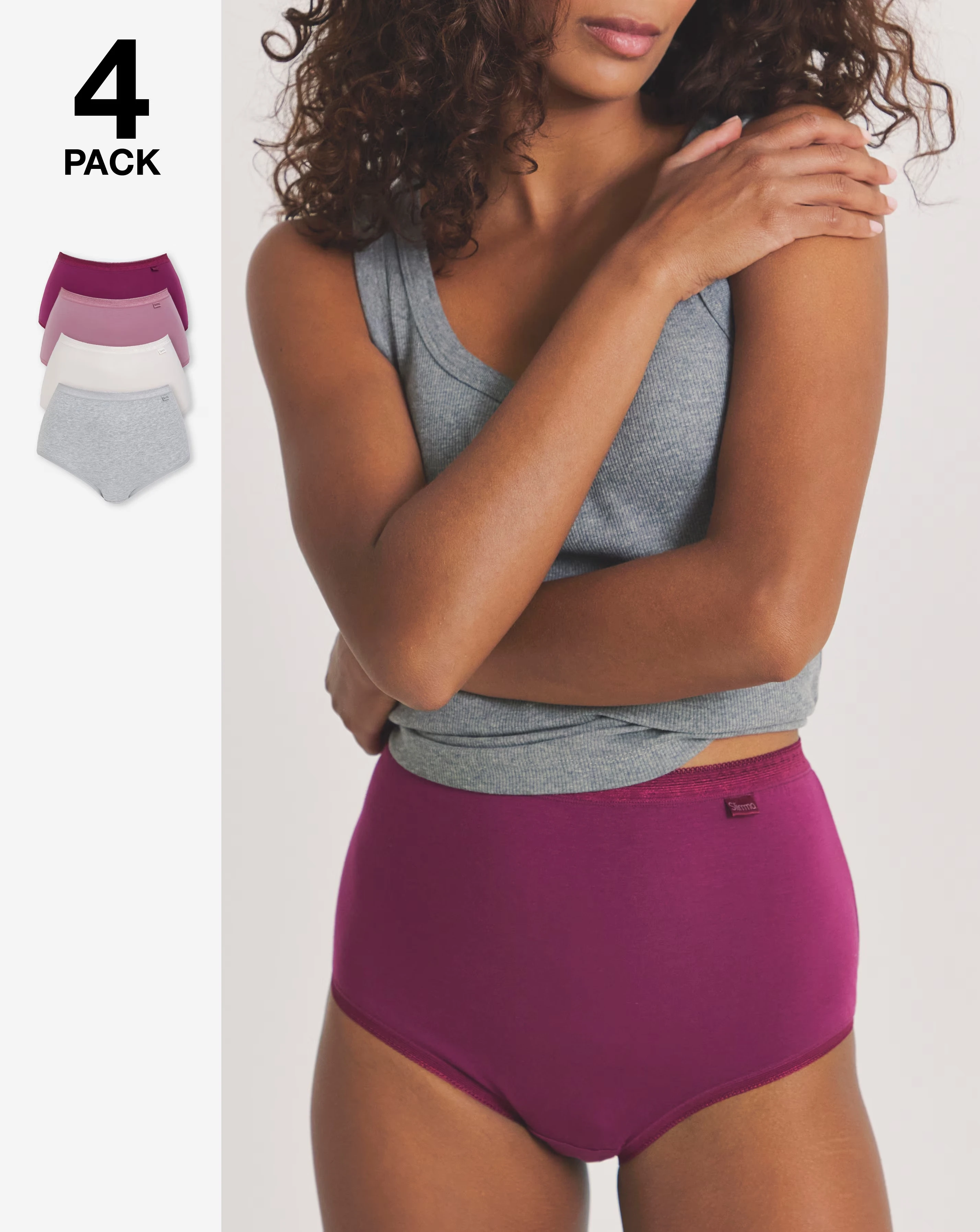 Slimma (4 Pack) Cotton Full Brief Knickers Grey Multi 1 Slimma (4 Pack) Cotton Full Brief Knickers Grey Multi