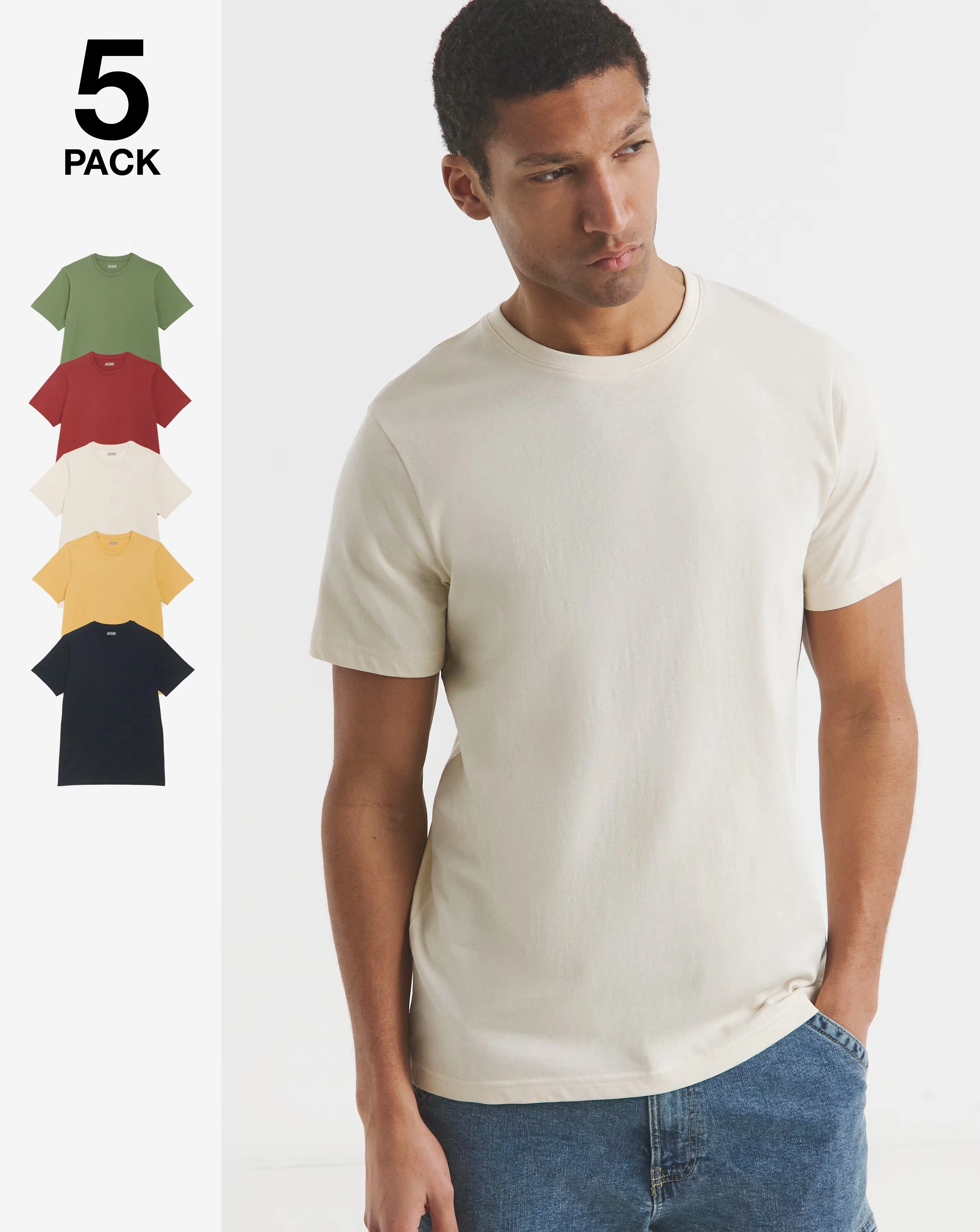 5 Pack Multi Crew Neck T-Shirts