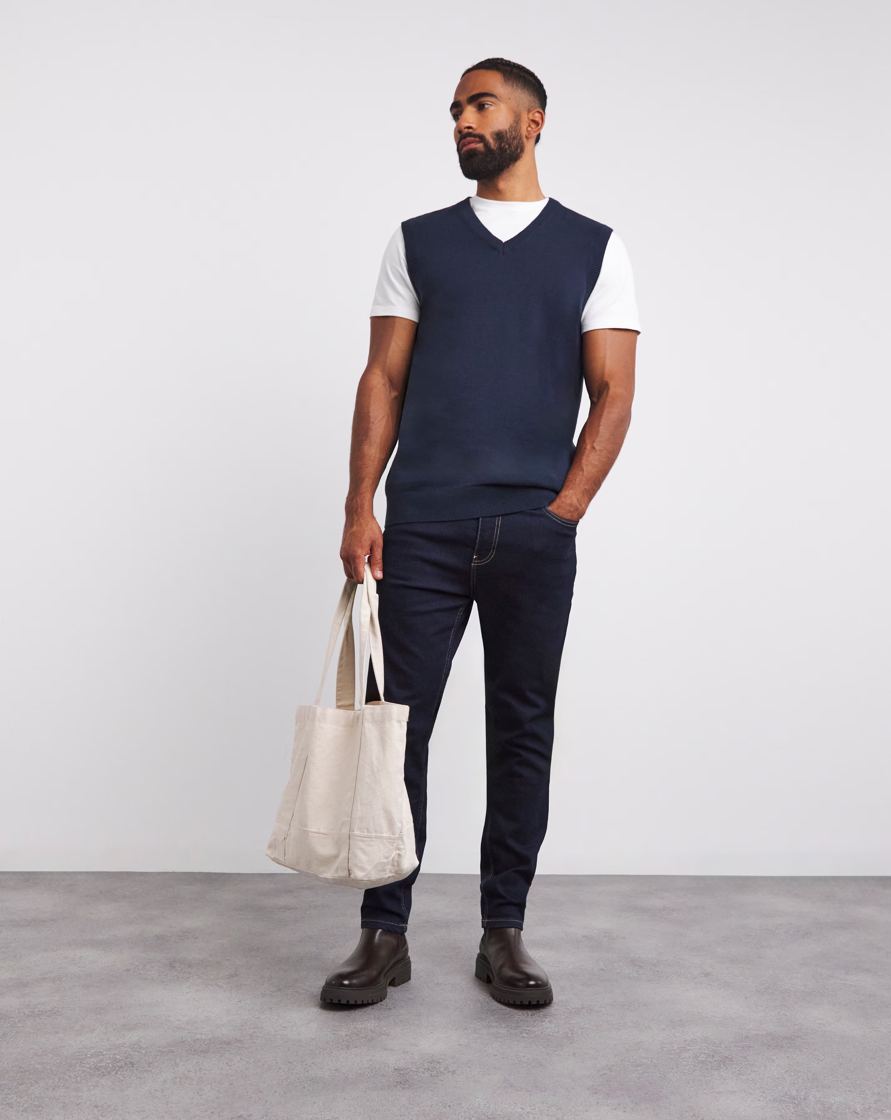 Navy Cotton Sweater Vest 2 Navy Cotton Sweater Vest