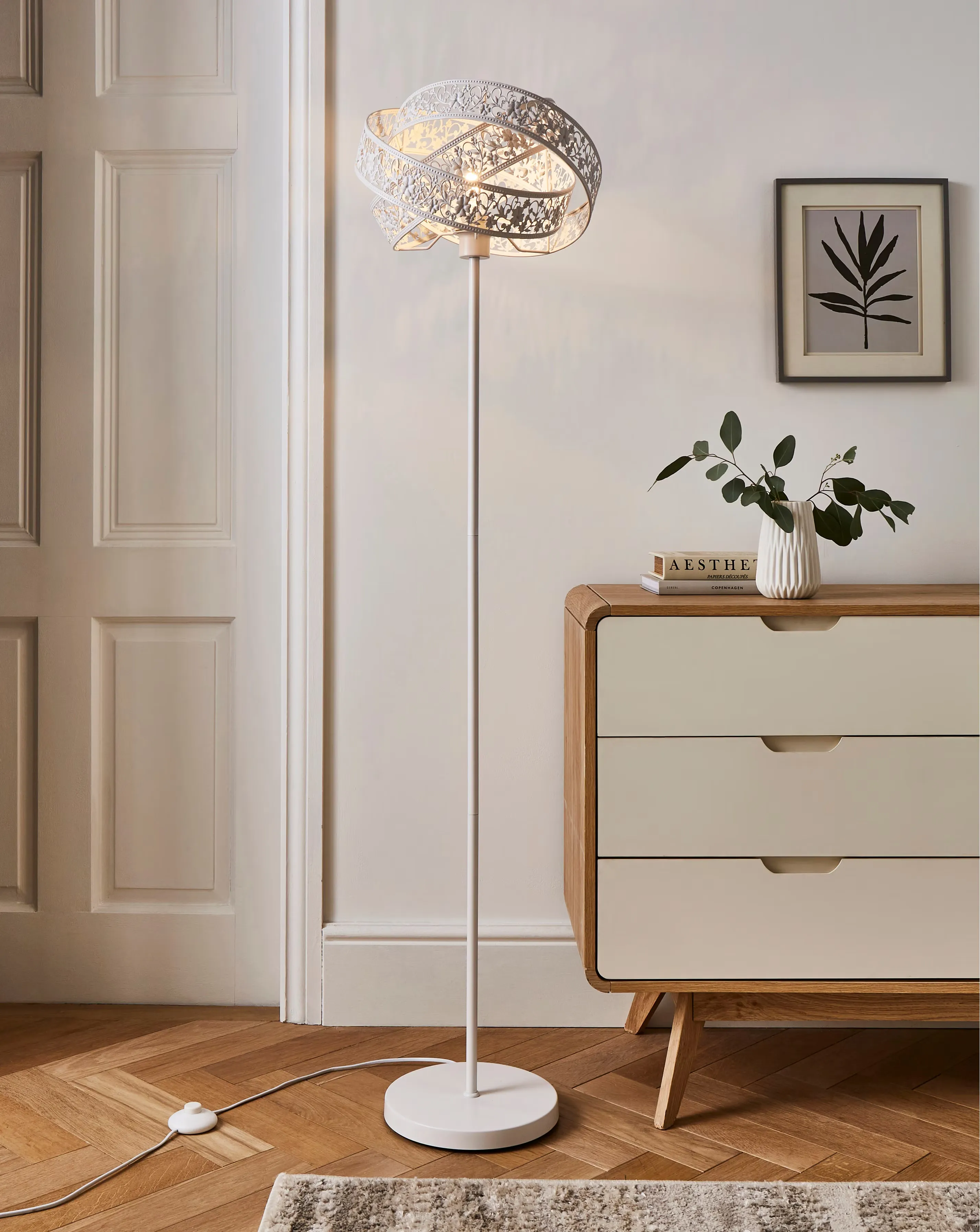 Matte White Fretwork Floor Lamp 1 Matte White Fretwork Floor Lamp