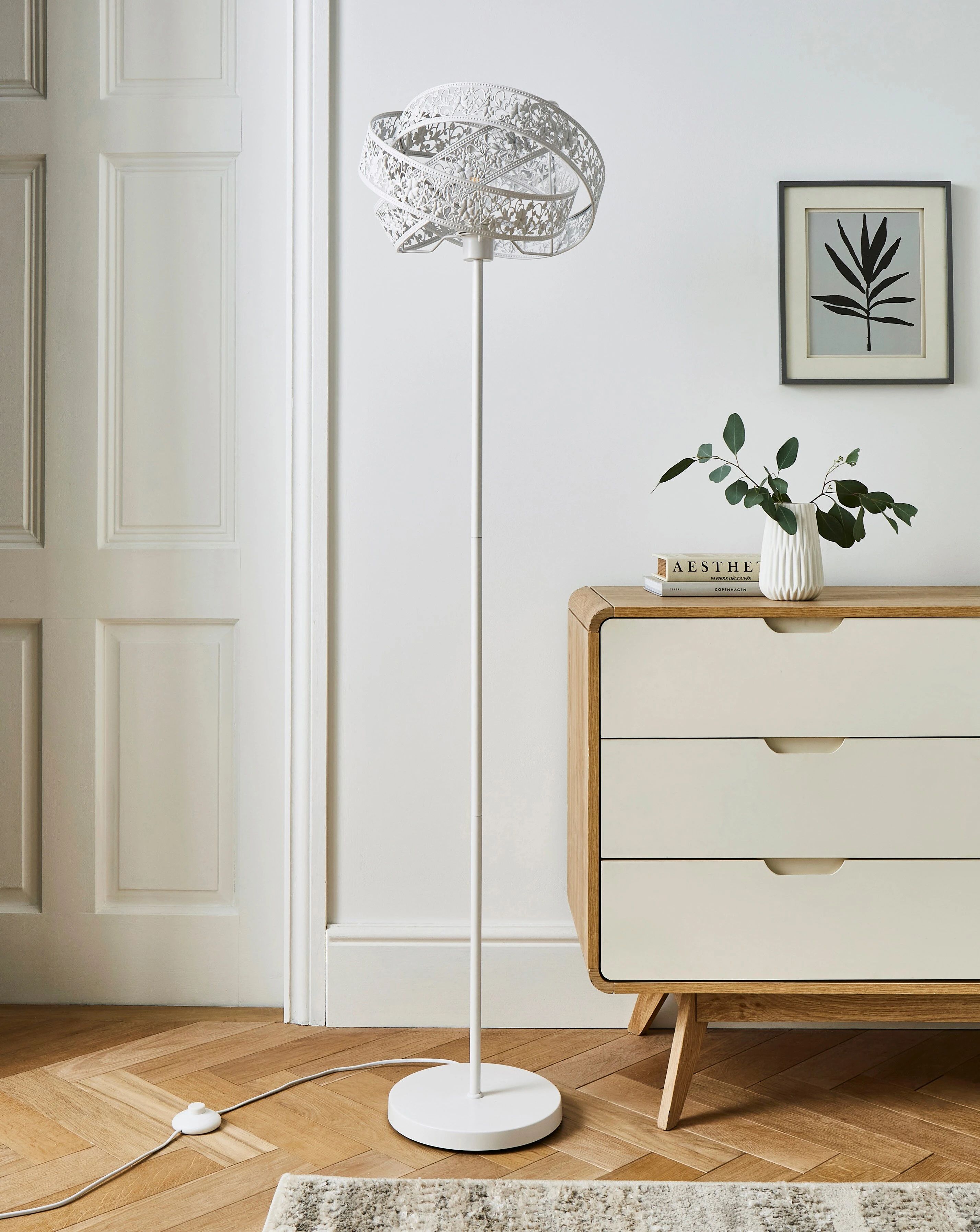 Matte White Fretwork Floor Lamp 2 Matte White Fretwork Floor Lamp