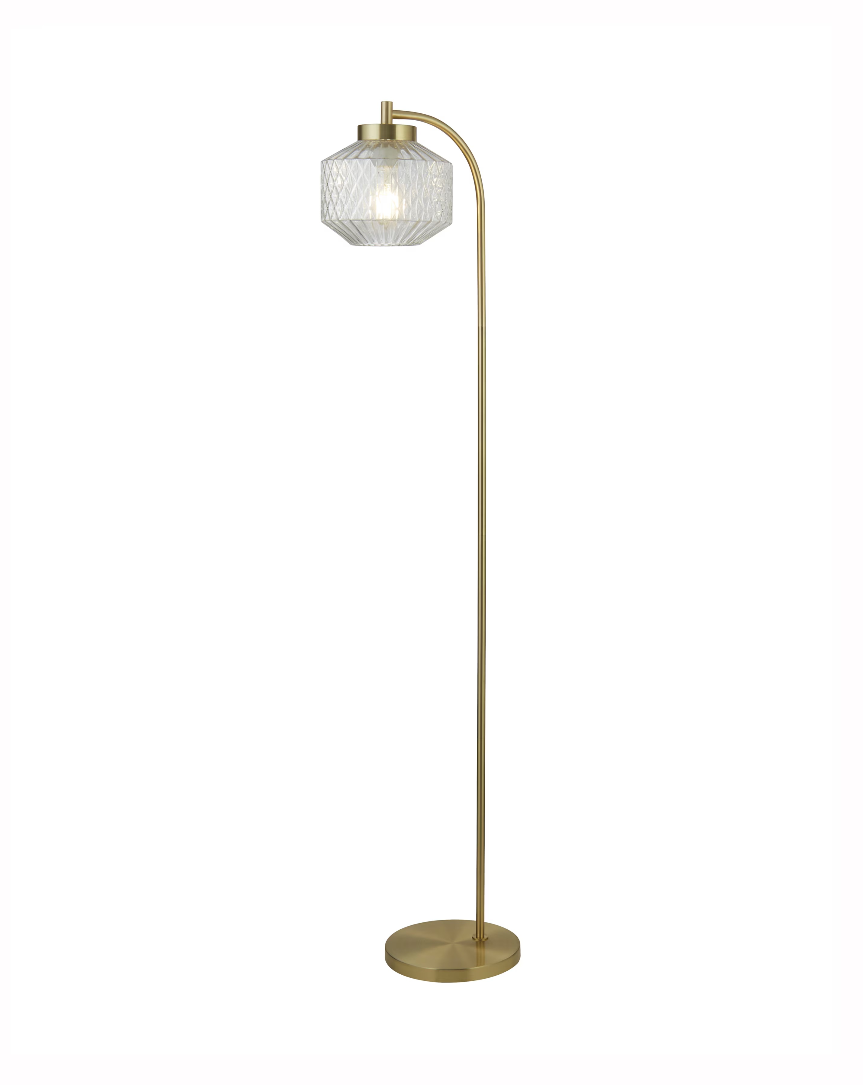 Clear Glass and Brass Floor Lamp