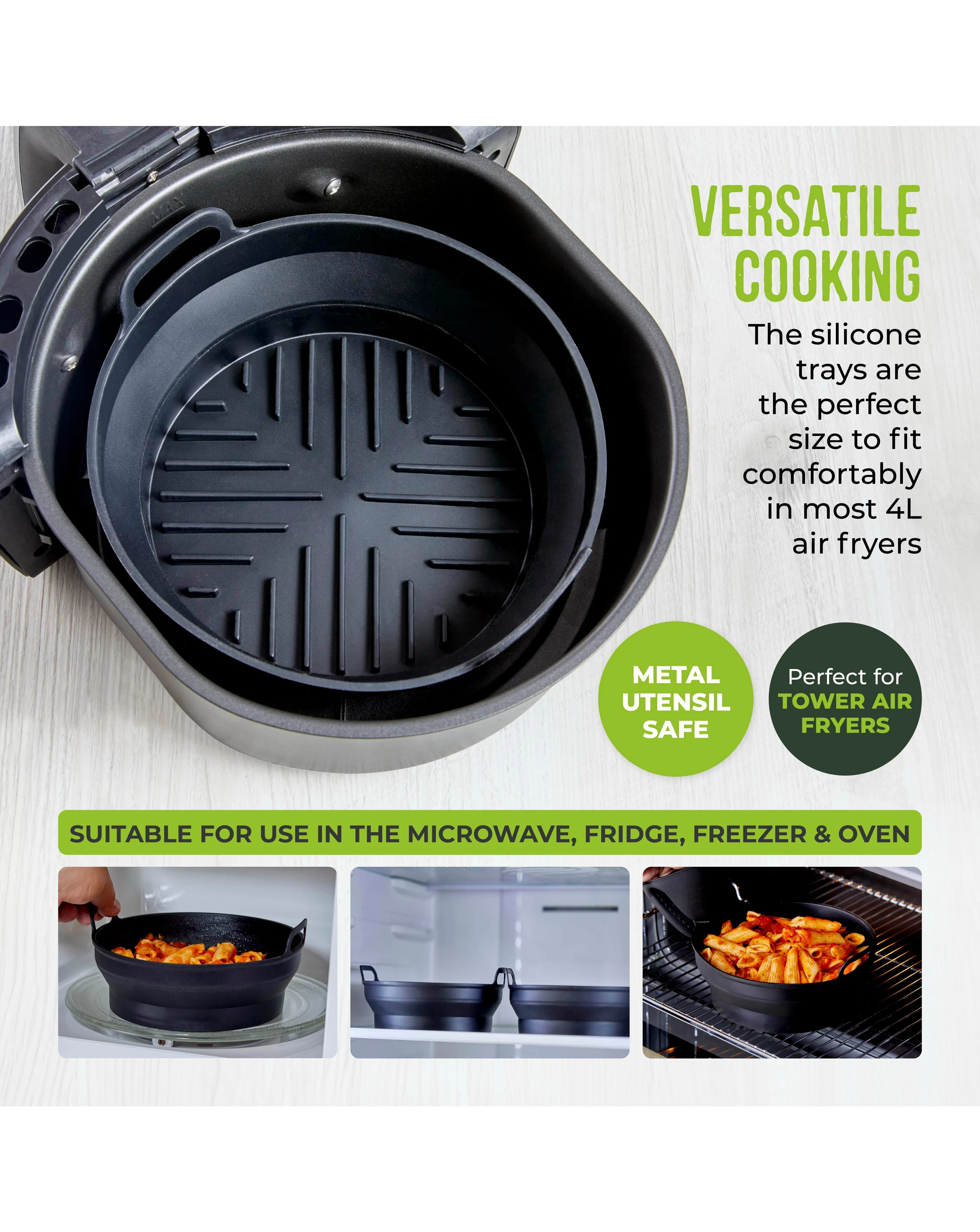 Tower Set of 2 Round Foldable Air Fryer Trays 5 Tower Set of 2 Round Foldable Air Fryer Trays