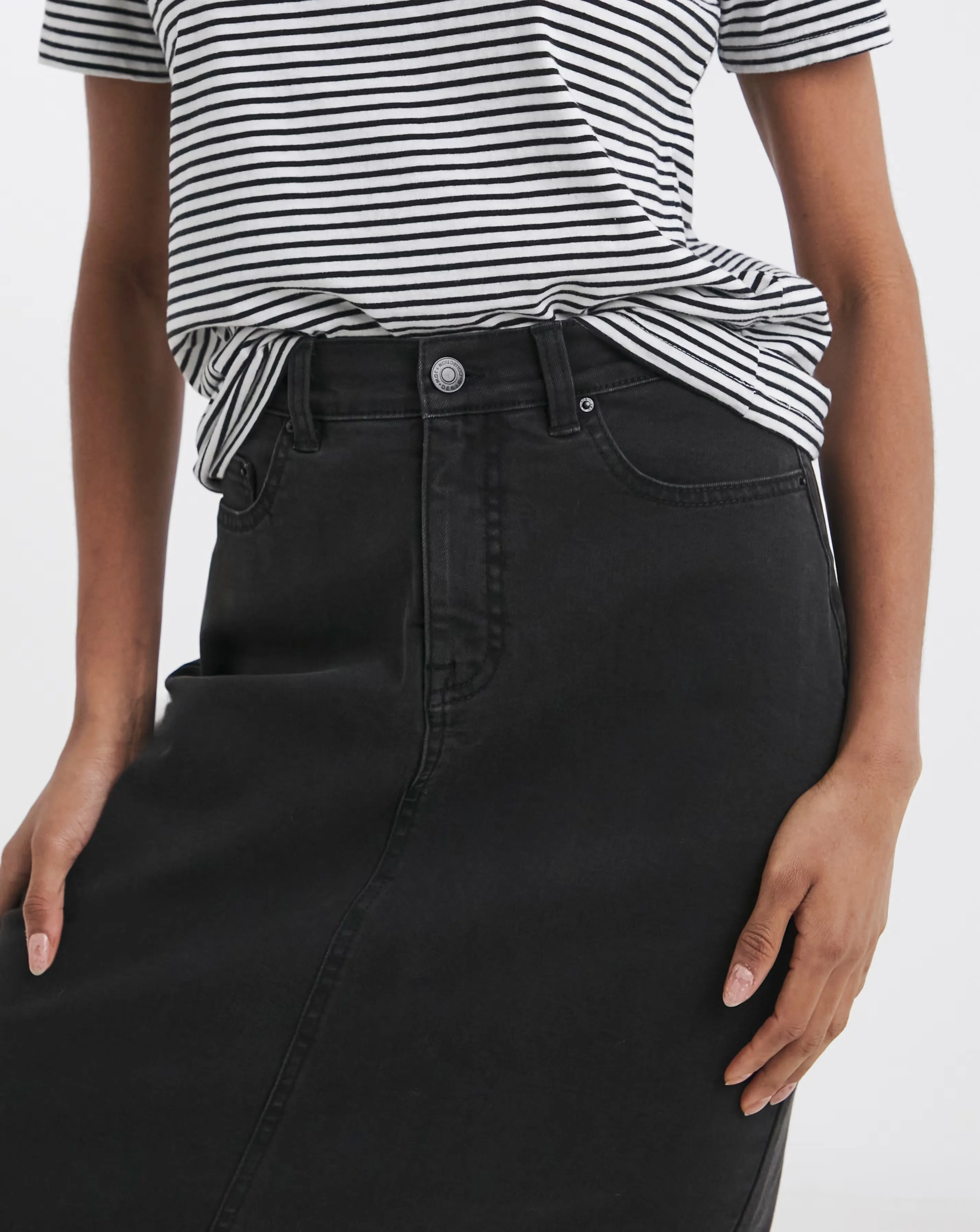 24/7 Black Maxi Denim Skirt 3 24/7 Black Maxi Denim Skirt