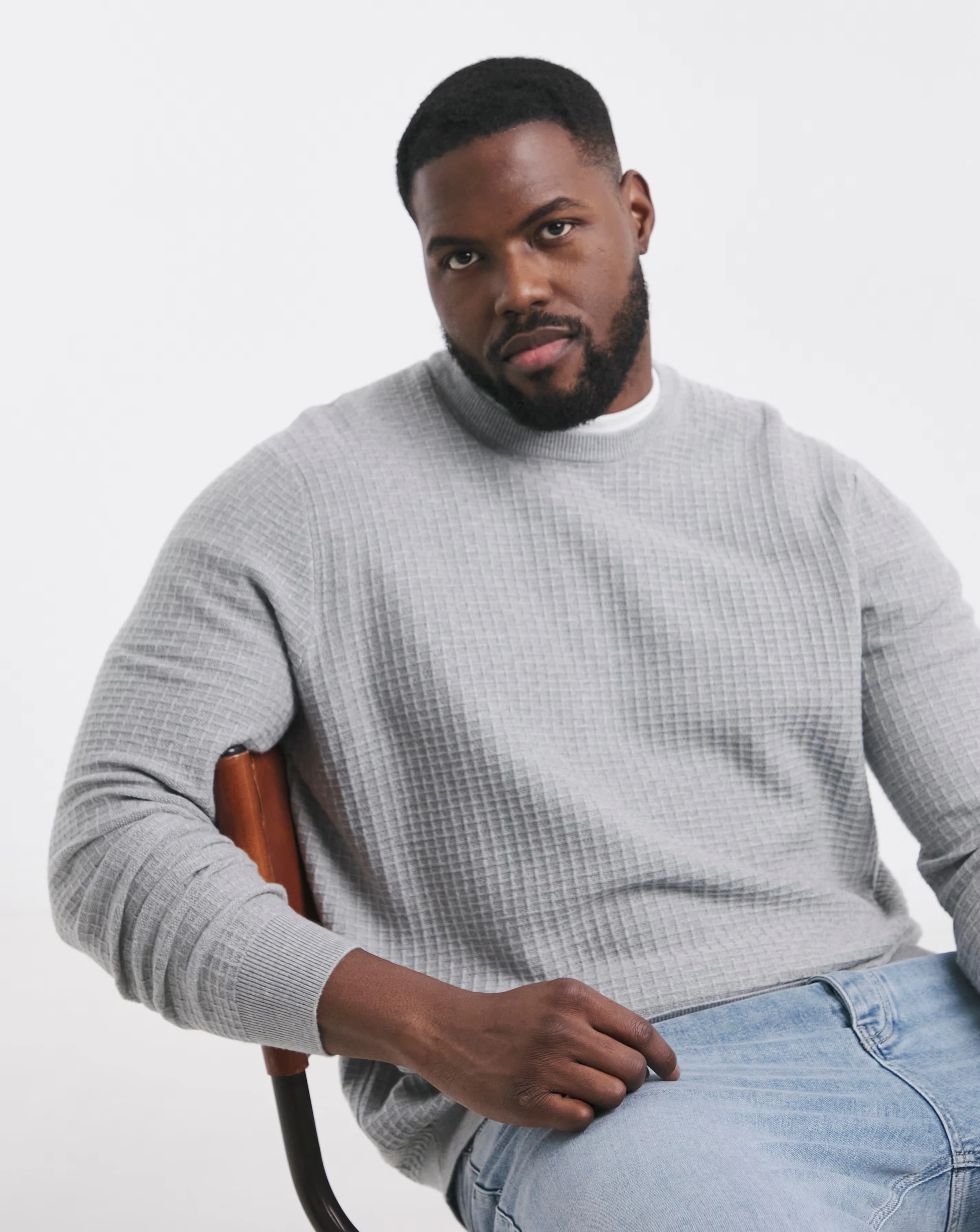 Grey Textured Soft Touch Jumper
