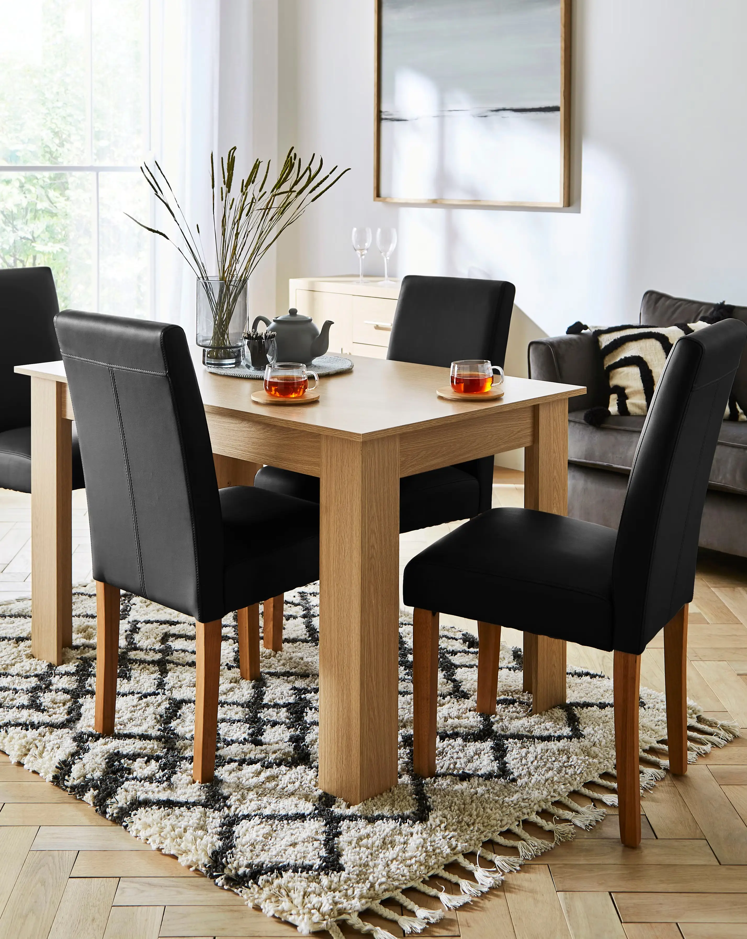 Dakota Small Dining Table with 4 Ava Faux Leather Chairs