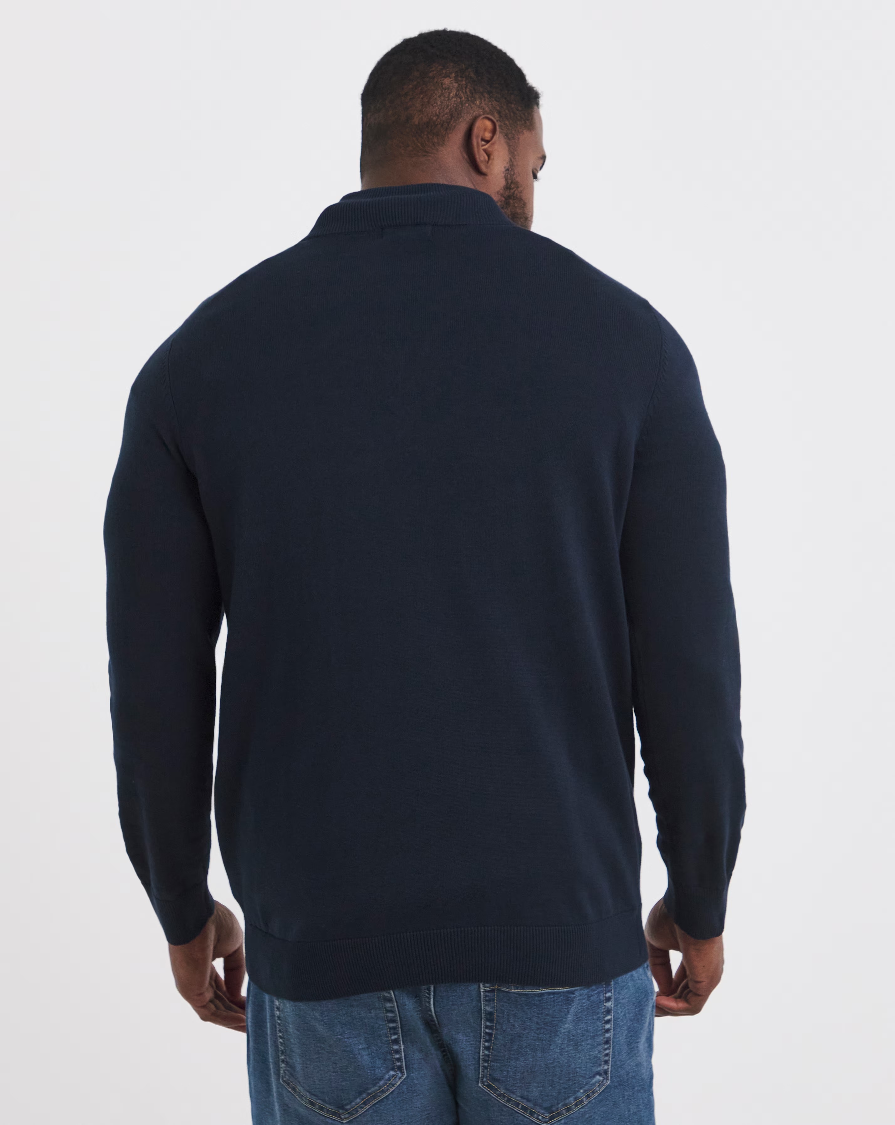 Dark Navy Cotton 1/4 Zip Funnel Knit Top 4 Dark Navy Cotton 1/4 Zip Funnel Knit Top
