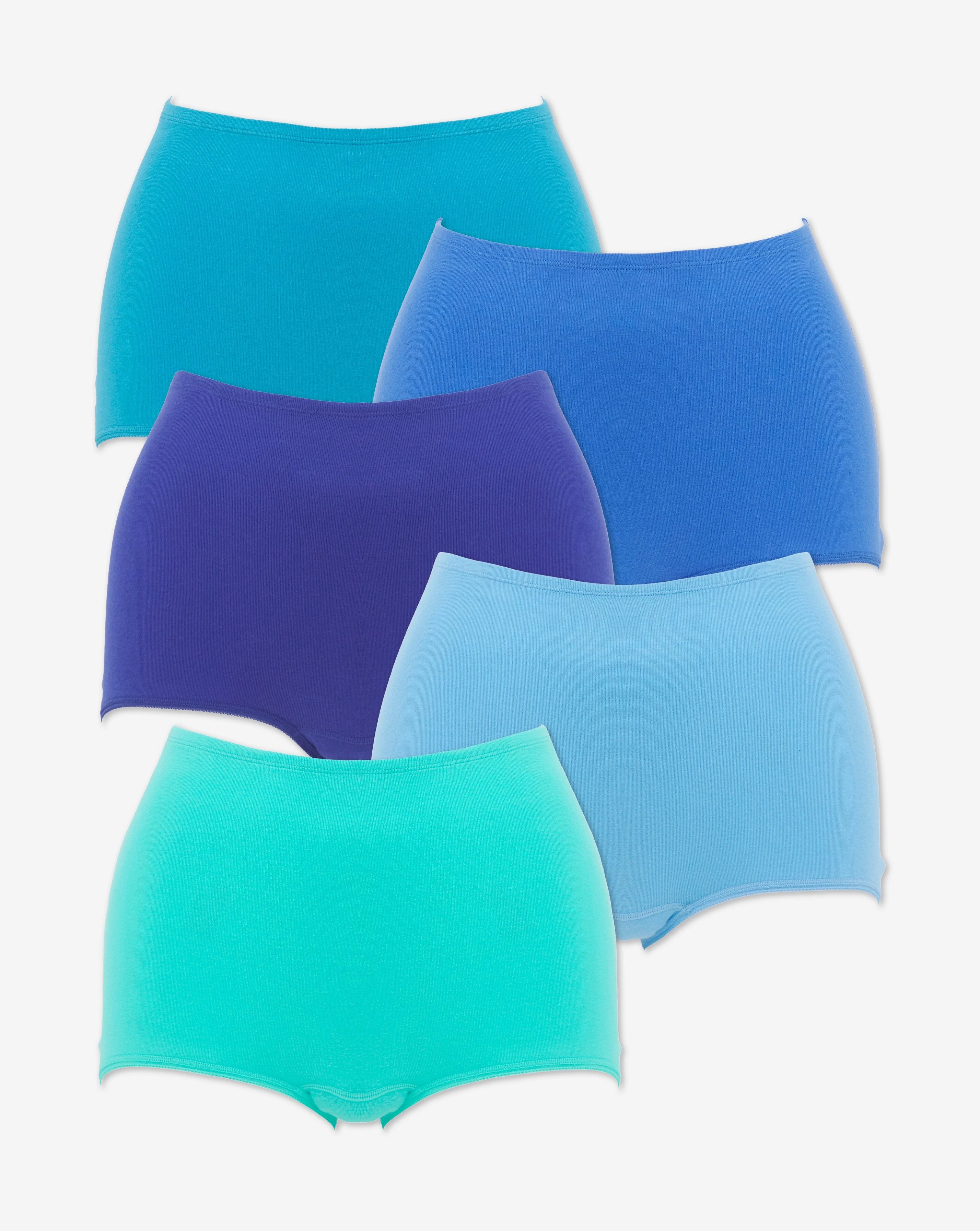 Pretty Secrets (5 Pack) Cotton Comfort Short Knickers Blue Multi 5 Pretty Secrets (5 Pack) Cotton Comfort Short Knickers Blue Multi