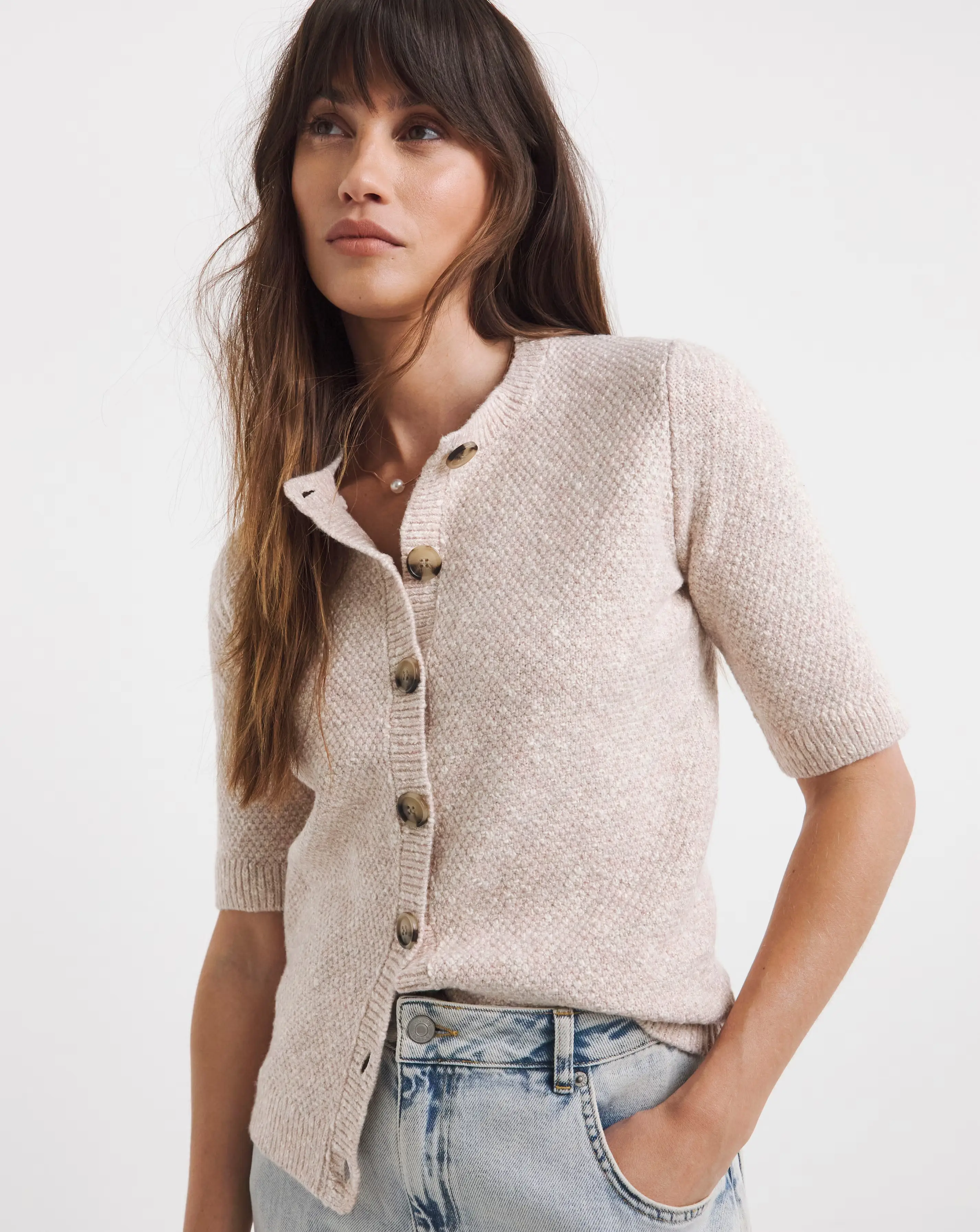 Blush Short Sleeve Cardigan