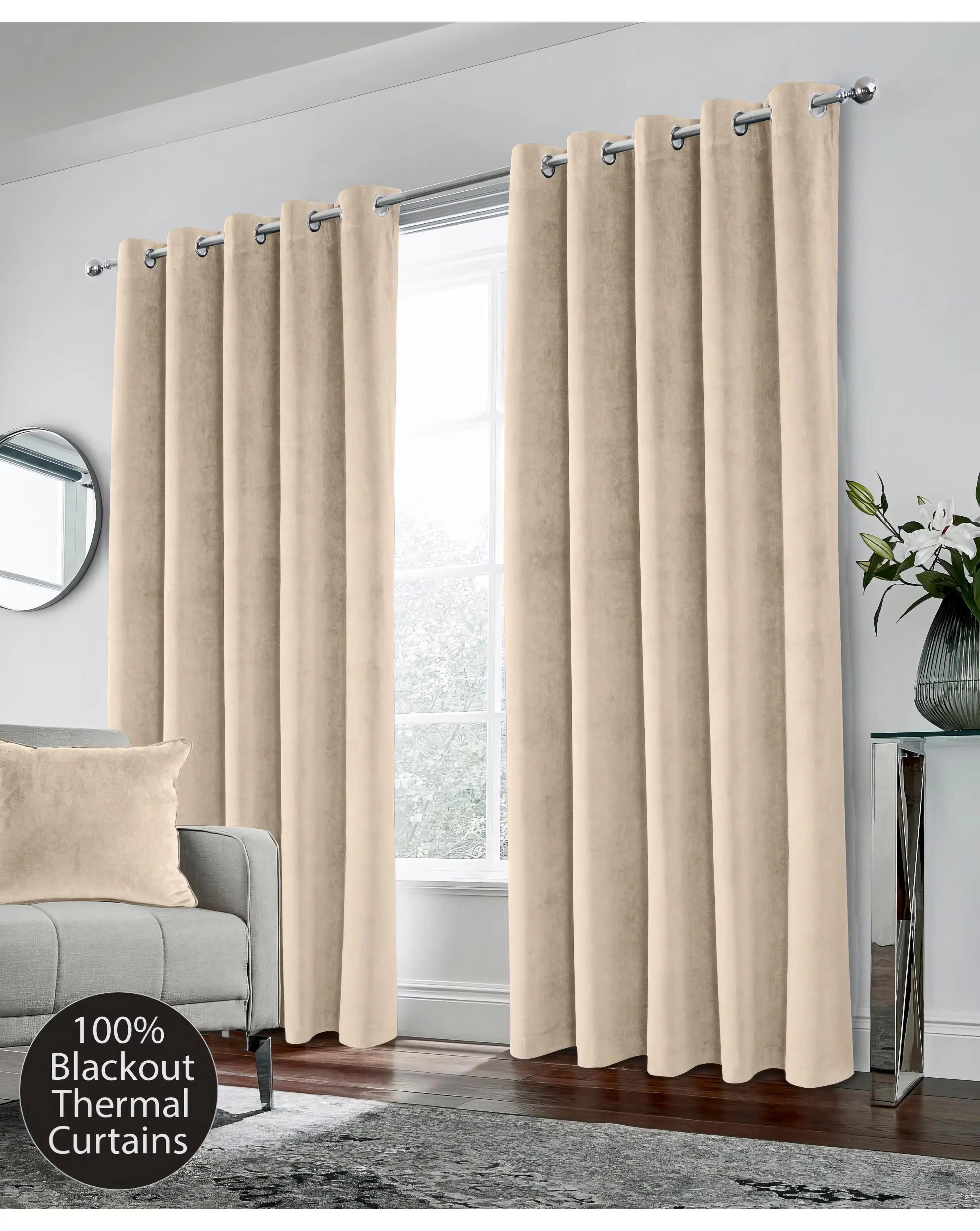Hampton 100% Blackout Eyelet Velvet Curtain