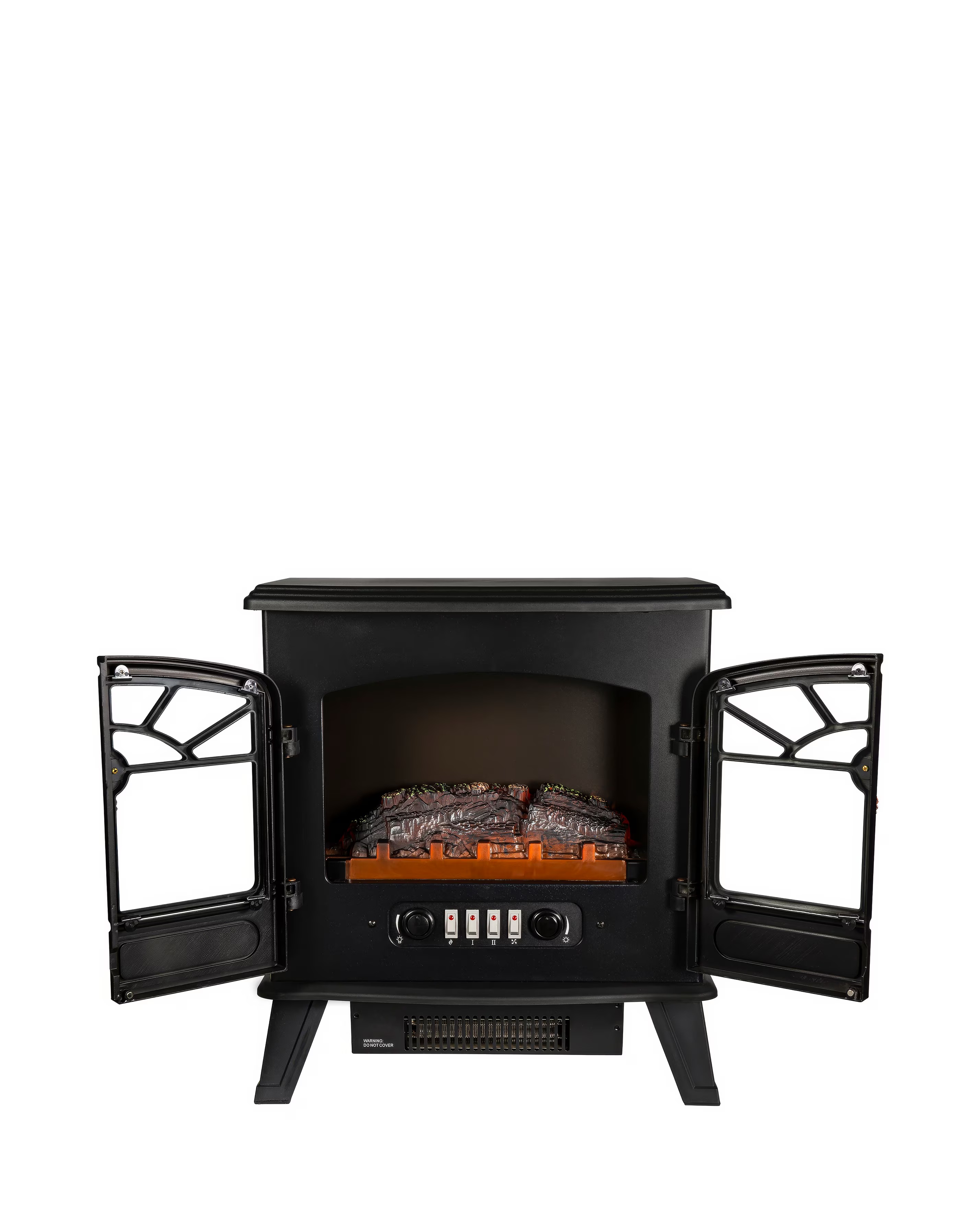 Russell Hobbs Black Double Door 1.85kW Electric Fire Stove 2 Russell Hobbs Black Double Door 1.85kW Electric Fire Stove