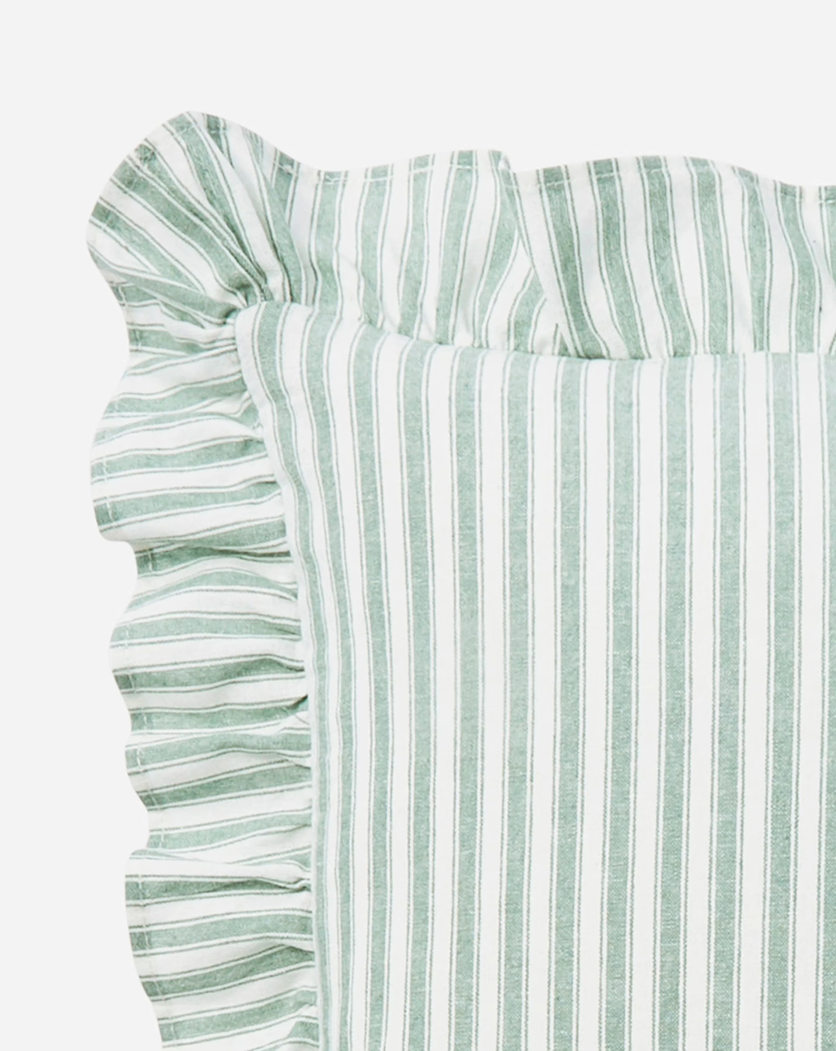 Sylvia Ruffled Stripe Cushion - Green 2 Sylvia Ruffled Stripe Cushion - Green